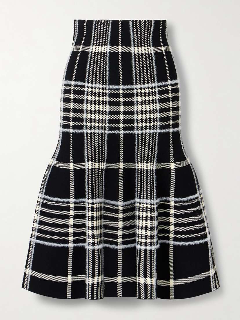 Brandon Maxwell The Rory Checked Jacquard-knit Midi Skirt
