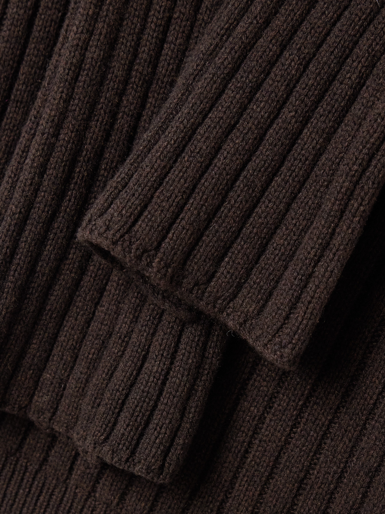 Brandon Maxwell The Ryan Scarf-detailed Ribbed Recycled-cashmere Sweater In Brown