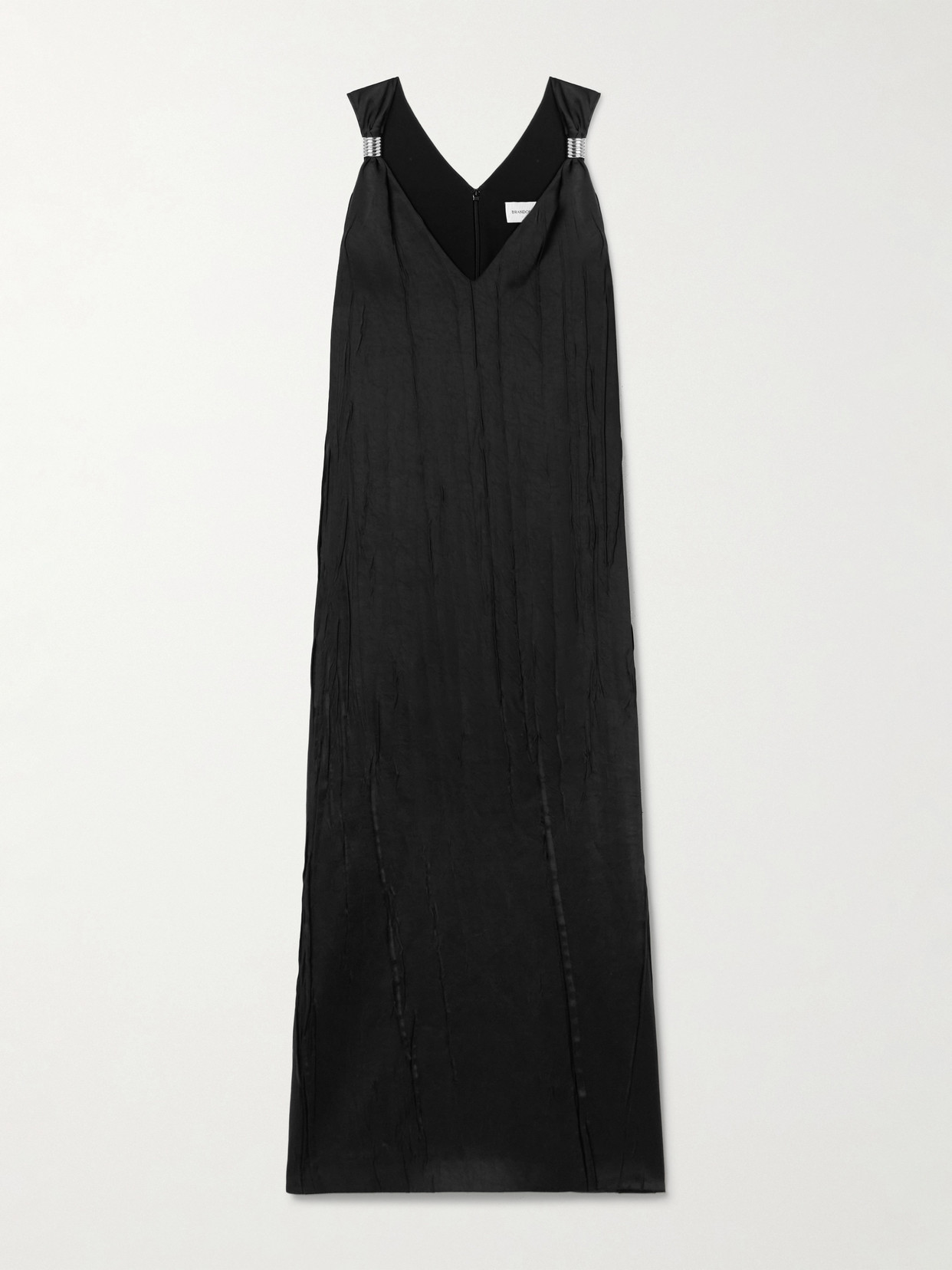 Brandon Maxwell The Keke Embellished Crinkled-satin Midi Dress In Black