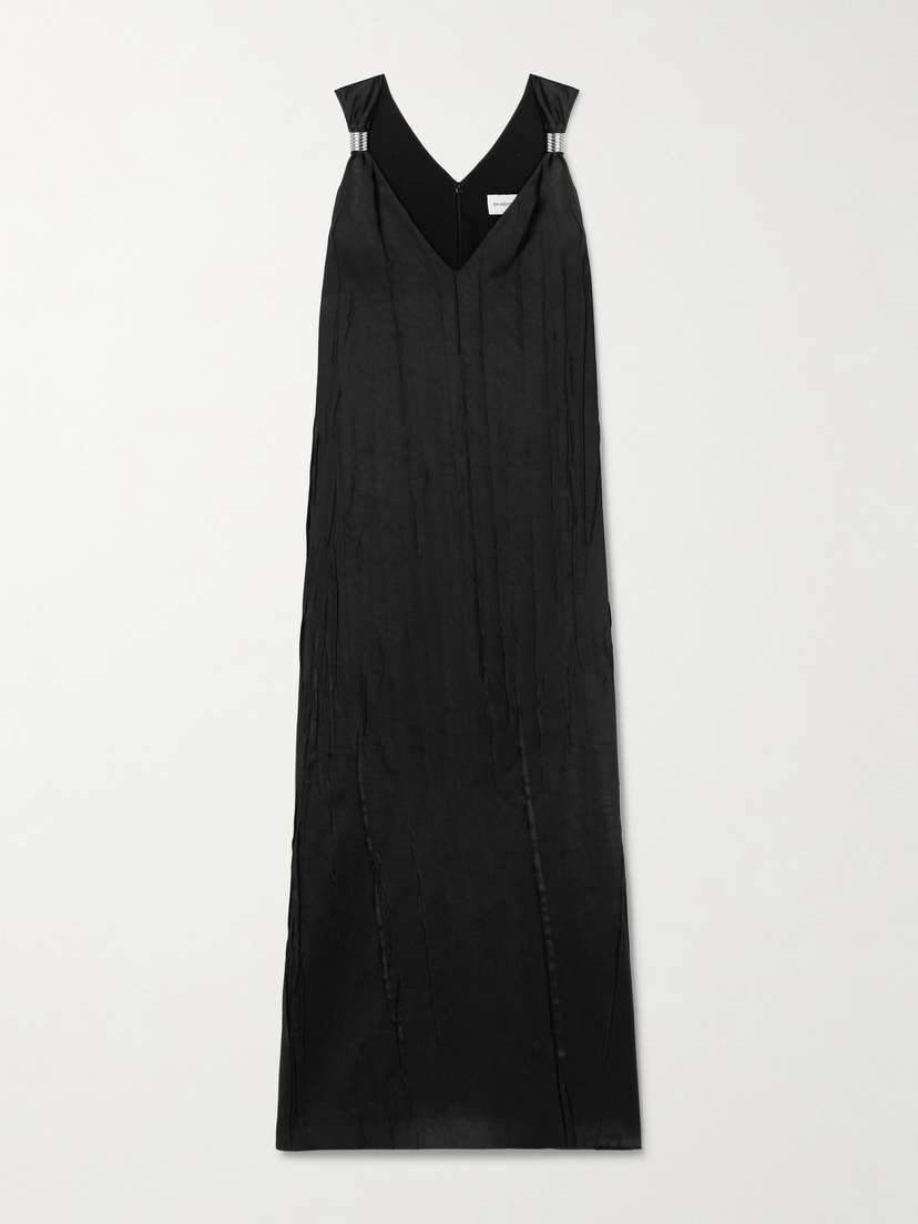 Brandon Maxwell The Keke Embellished Crinkled-satin Midi Dress