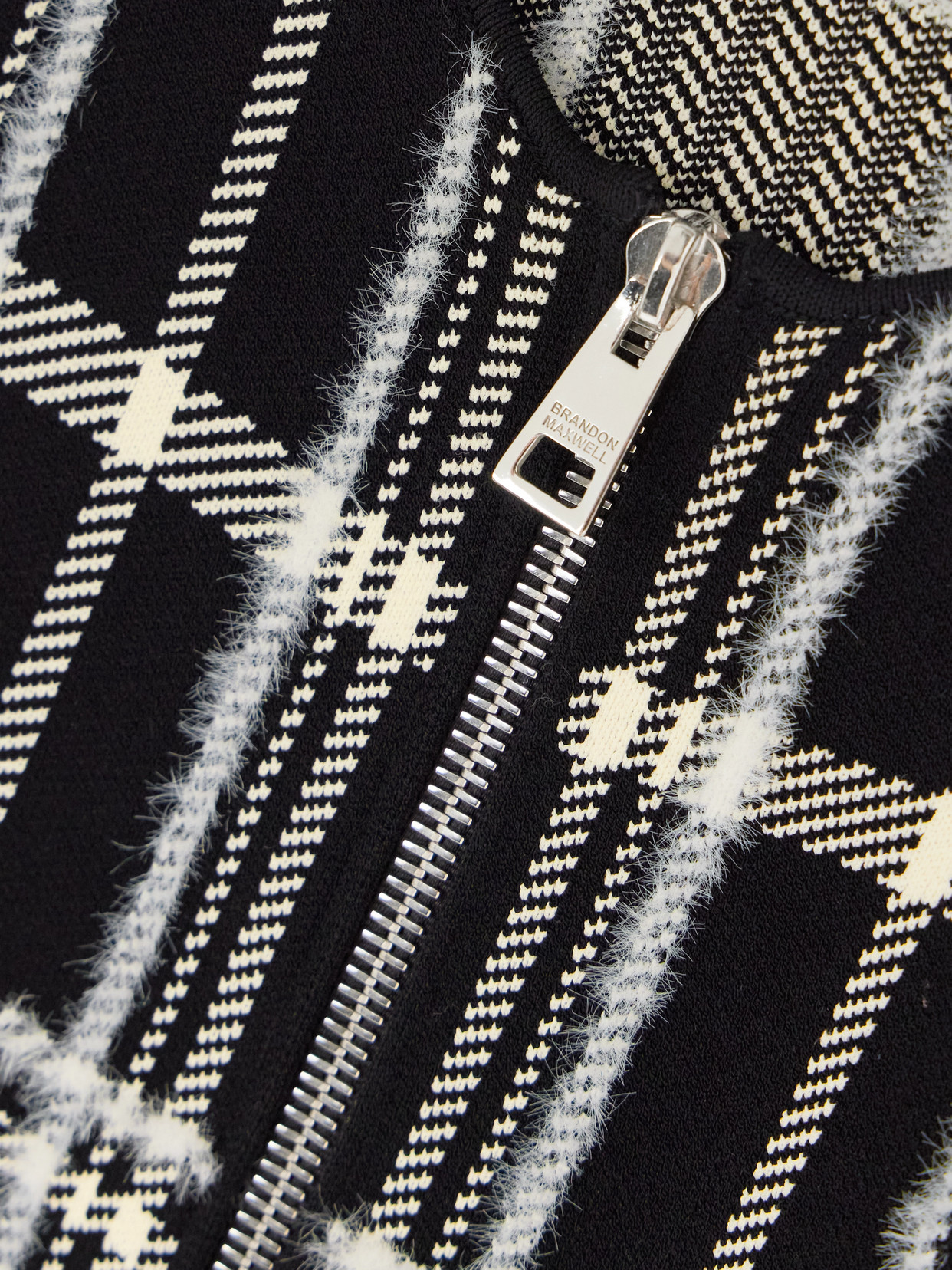 Brandon Maxwell The Greer Checked Jacquard-knit Cardigan In Black