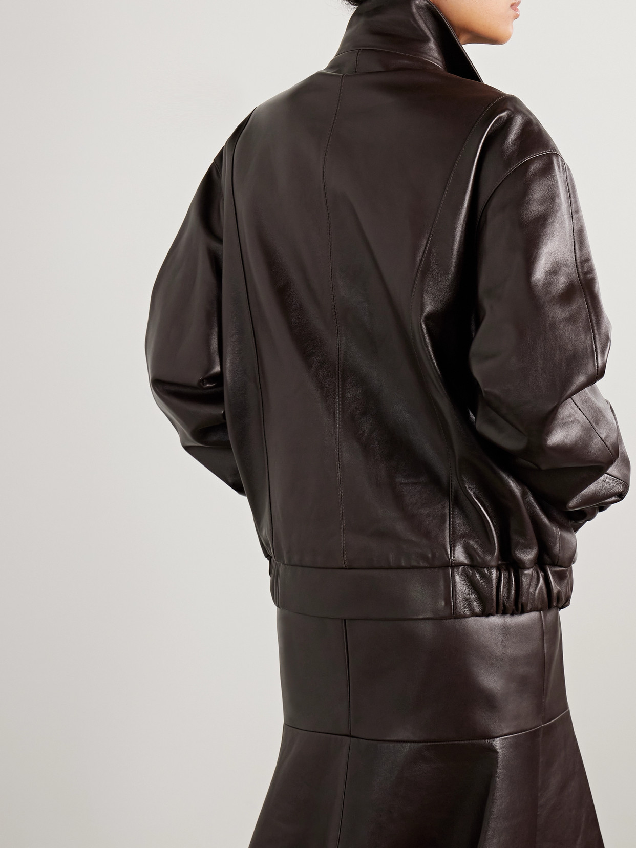 Brandon Maxwell The Emmett Double-zip Leather Motorcycle Jacket In Brown