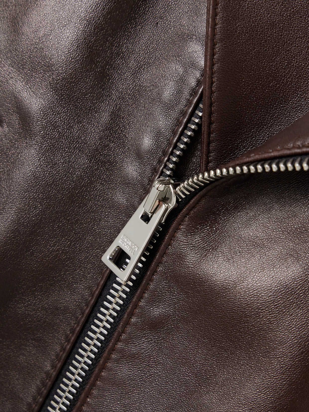 Brandon Maxwell The Emmett Double-zip Leather Motorcycle Jacket In Brown