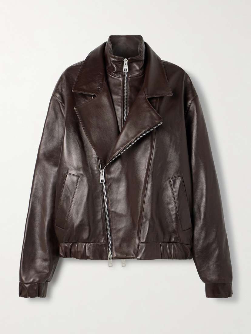 Brandon Maxwell The Emmett Layered Paneled Leather Biker Jacket