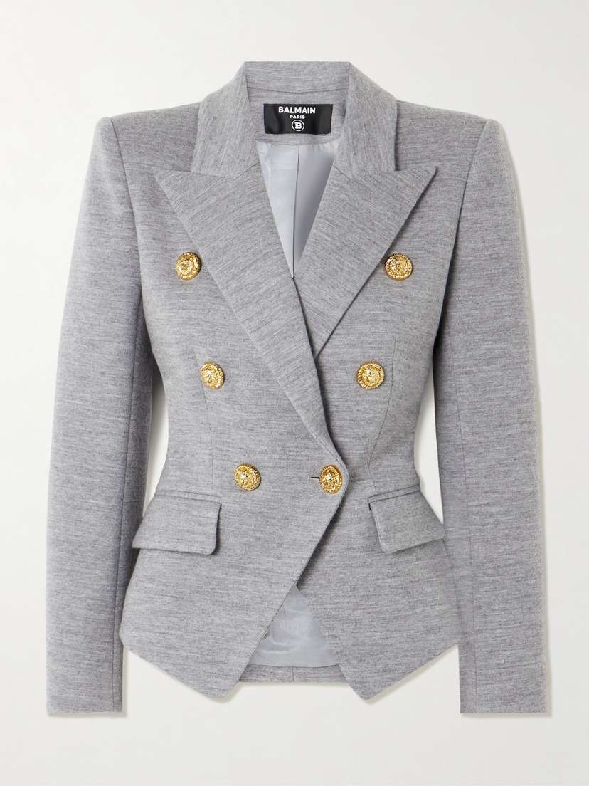 Balmain Wool-blend Jersey Double-breasted Blazer