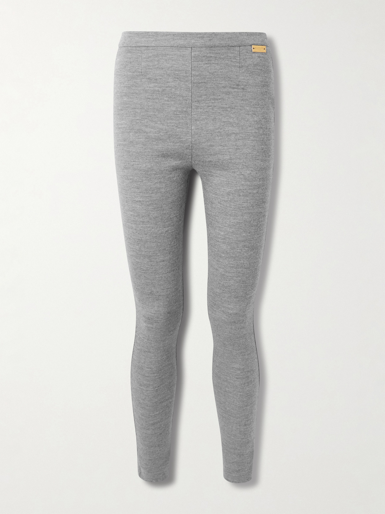 Balmain Wool And Cotton-blend Leggings In Gray