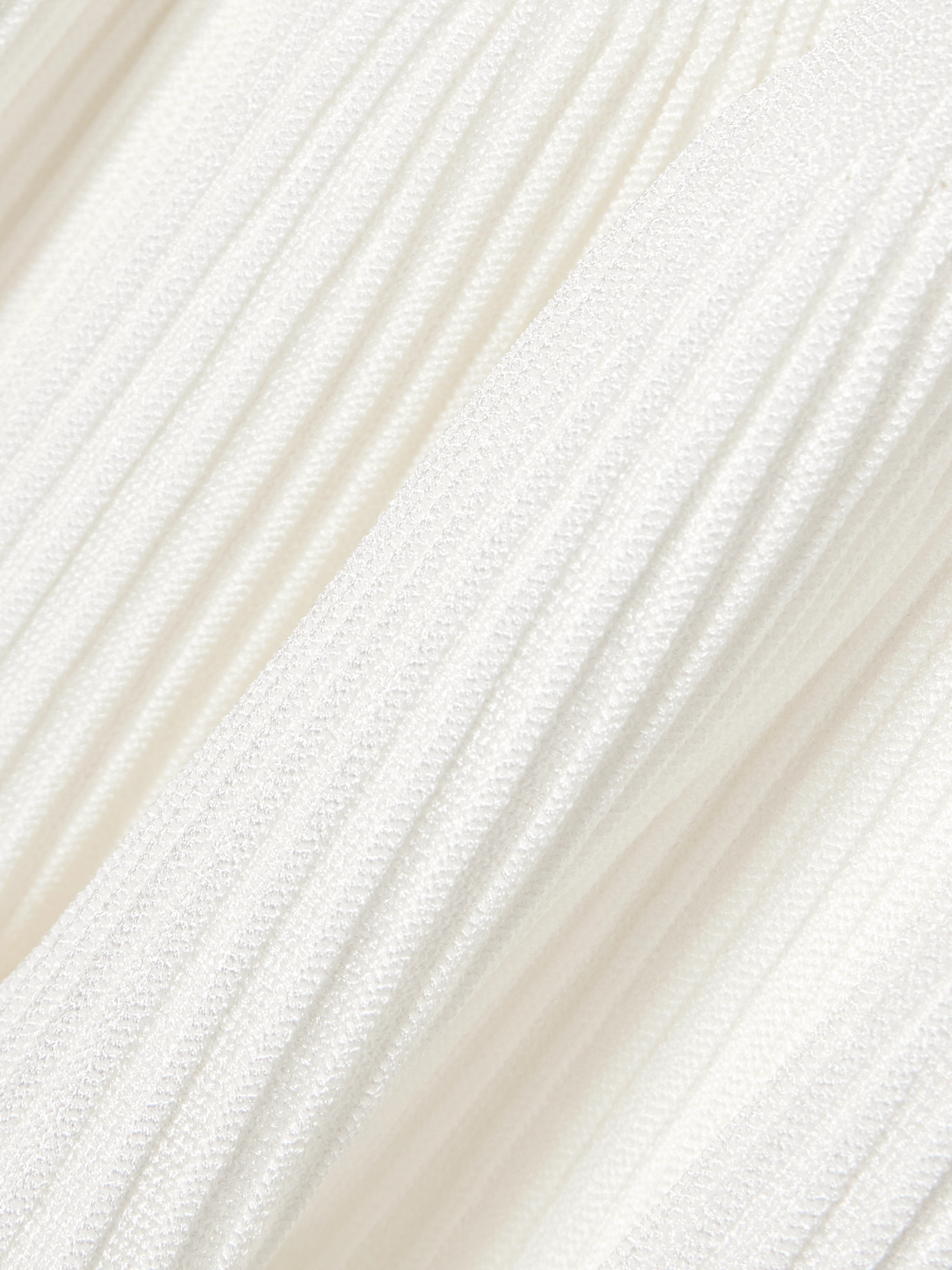 Balmain Ribbed Pointelle-knit Mini Dress In White