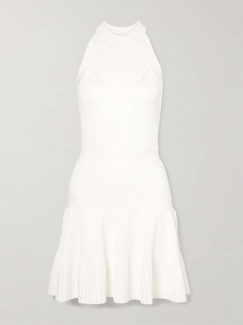 Balmain Ribbed Pointelle-knit Mini Dress