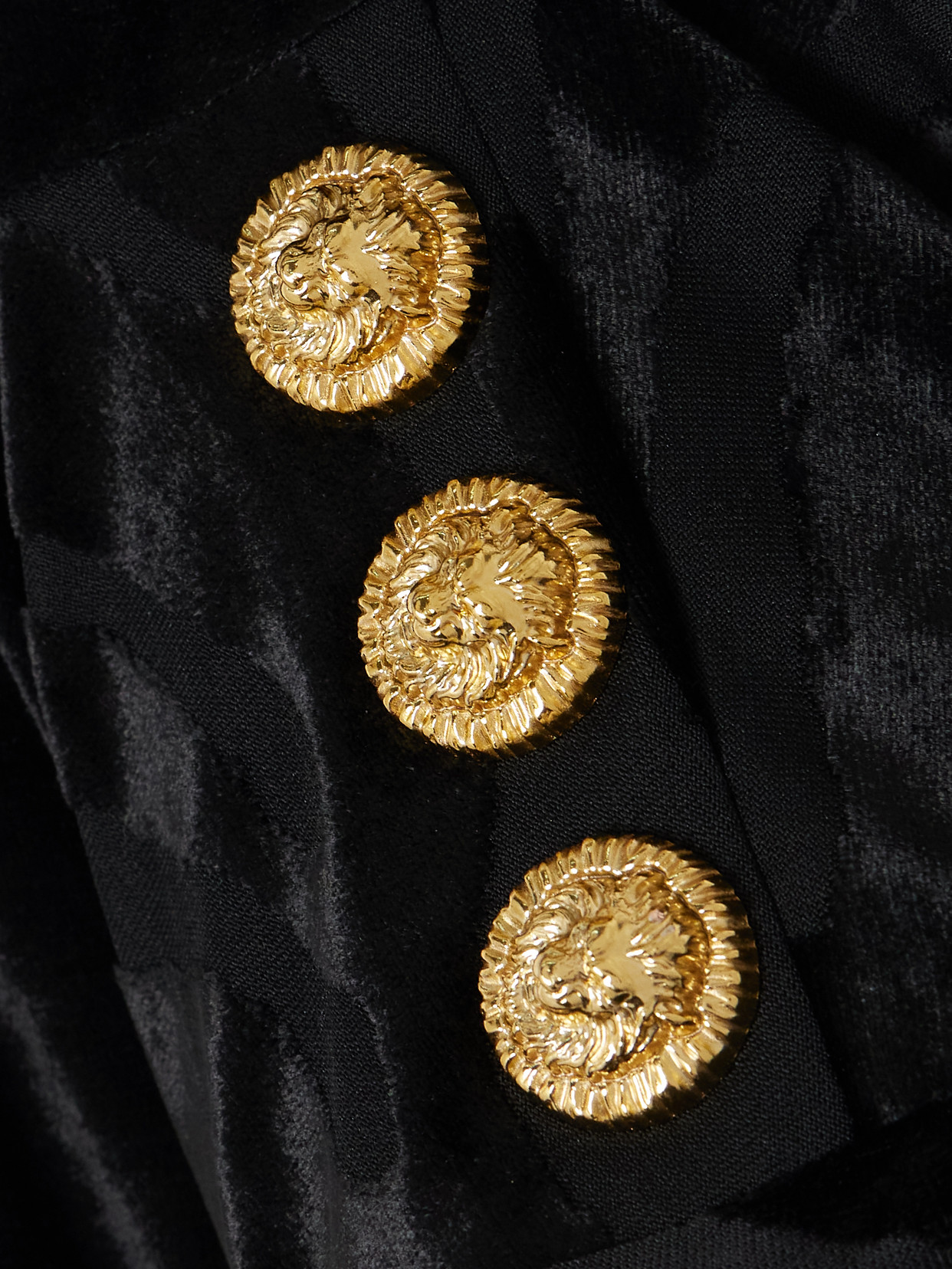 Balmain Button-embellished Devoré-velvet Midi Dress In Black