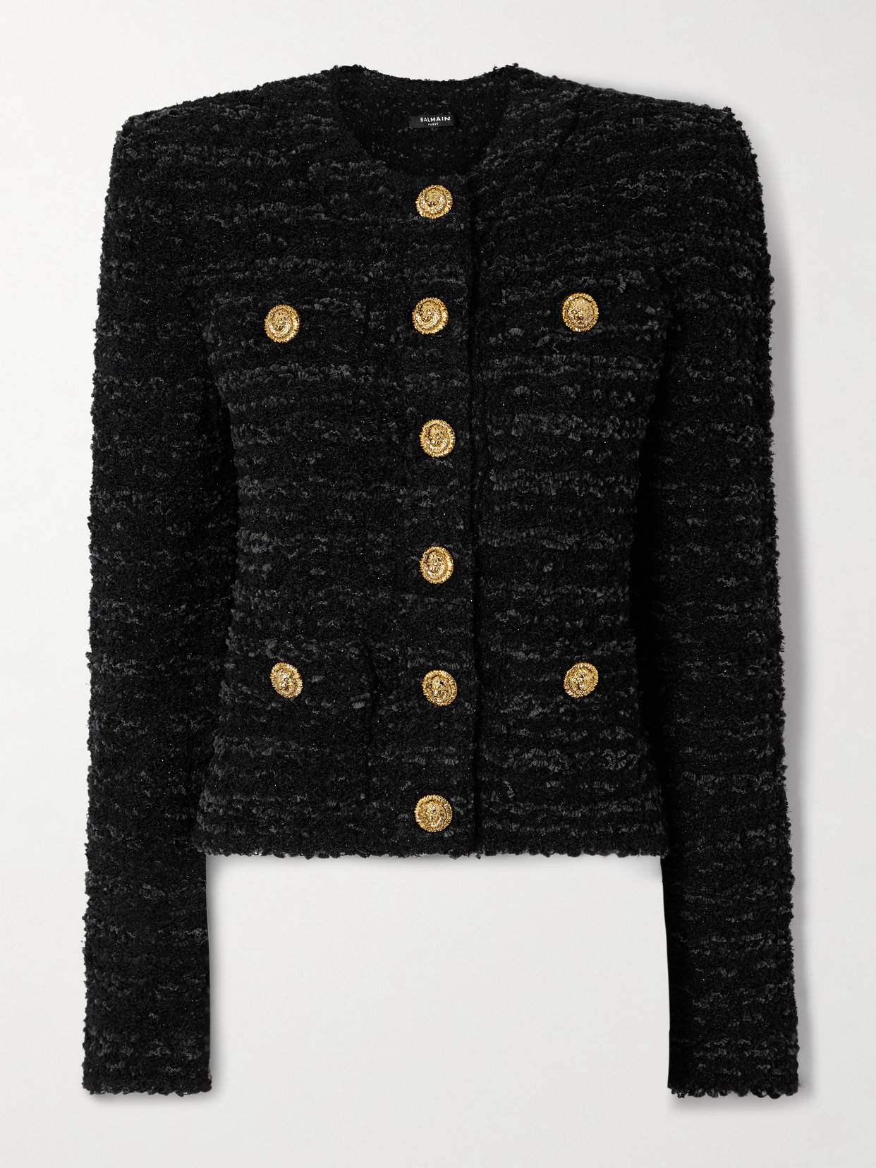 Balmain Chenille-tweed Jacket In Black