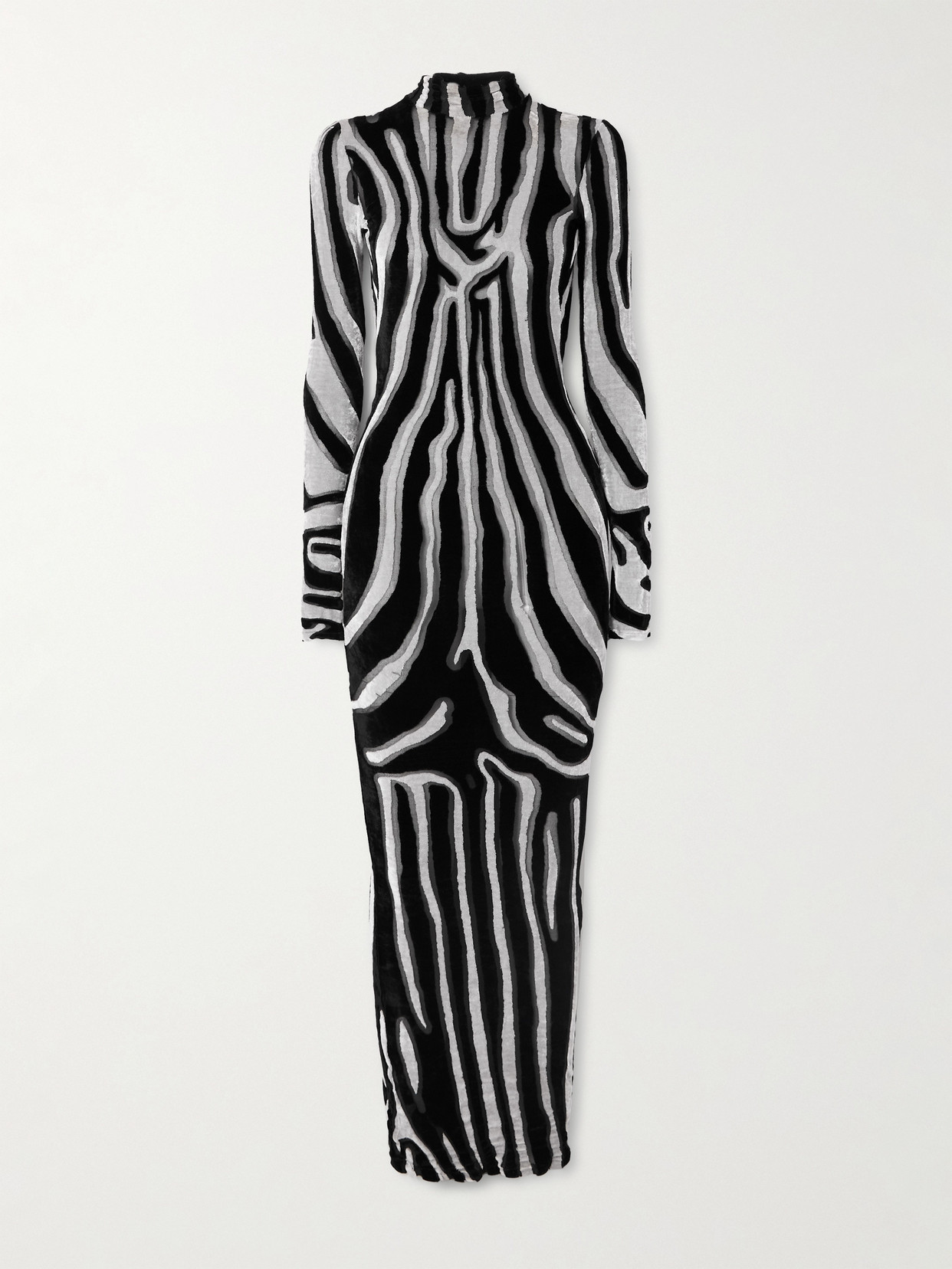 Balmain Zebra-print Jersey Midi Dress In Black
