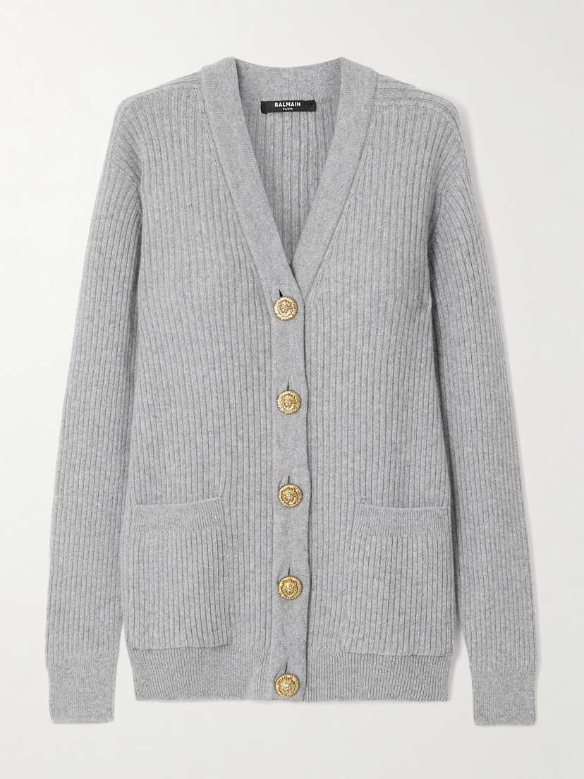 Balmain Ribbed Wool And Cashmere-blend Cardigan
