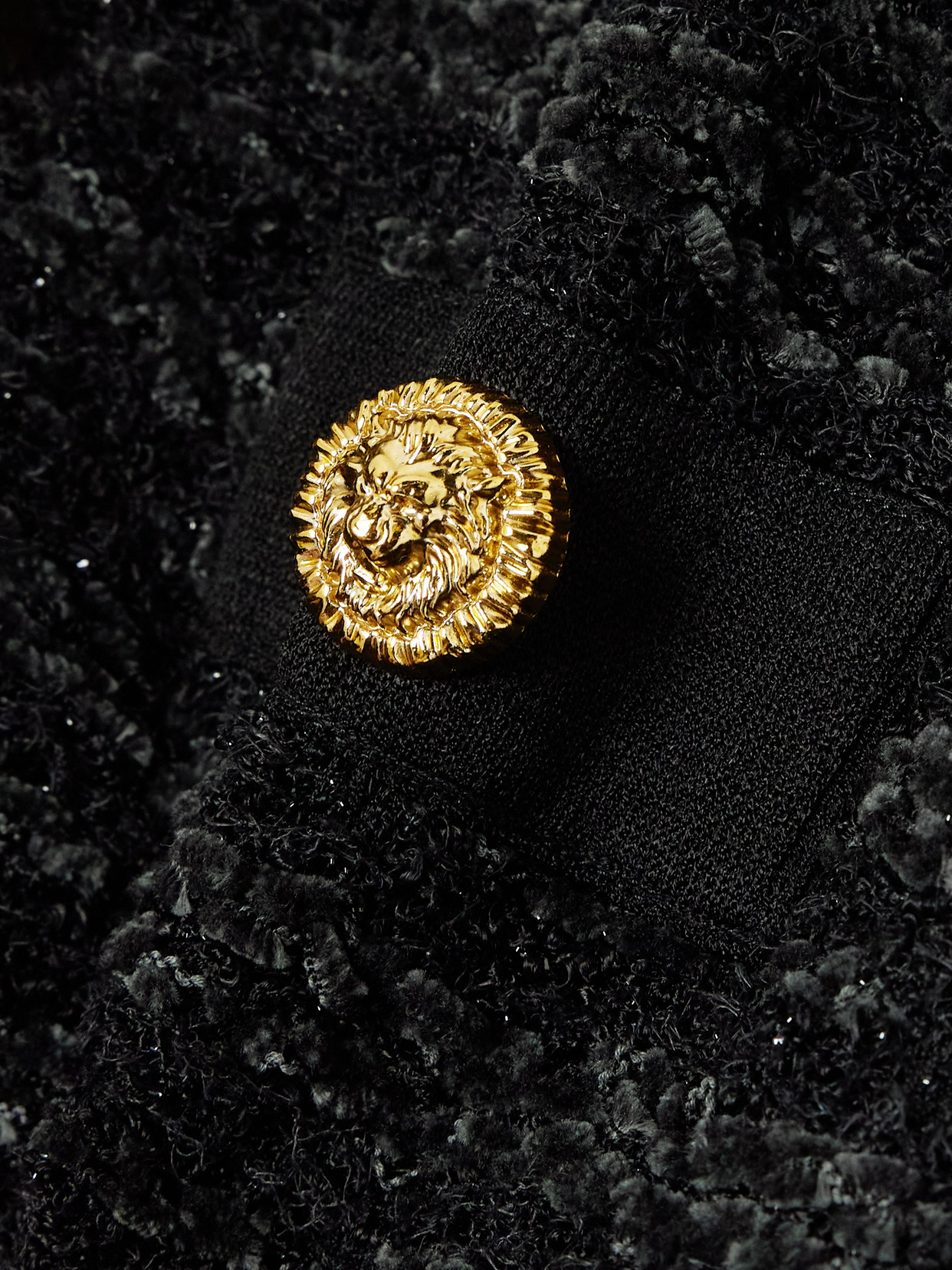 Balmain Tweed Bomber Jacket In Black