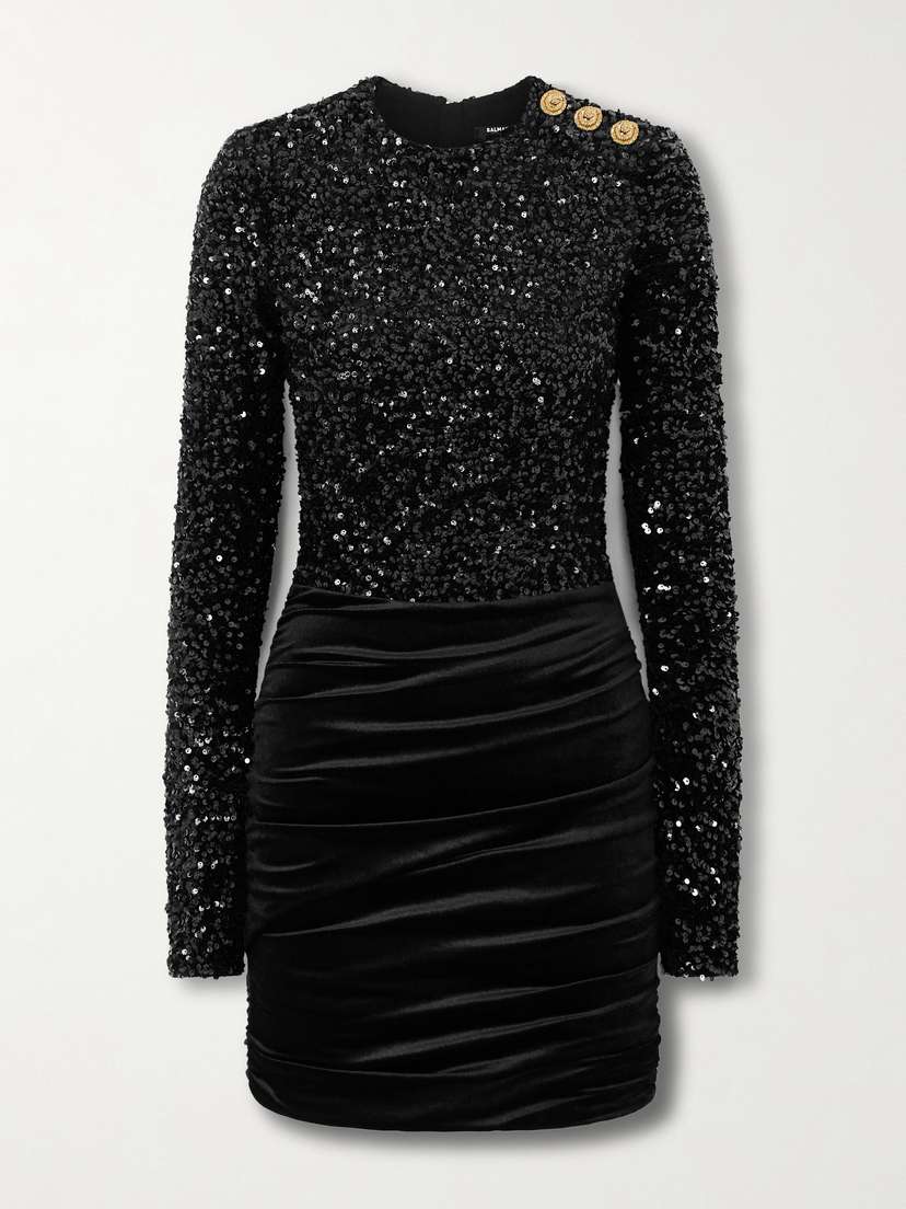 Balmain Sequined Velvet Mini Dress