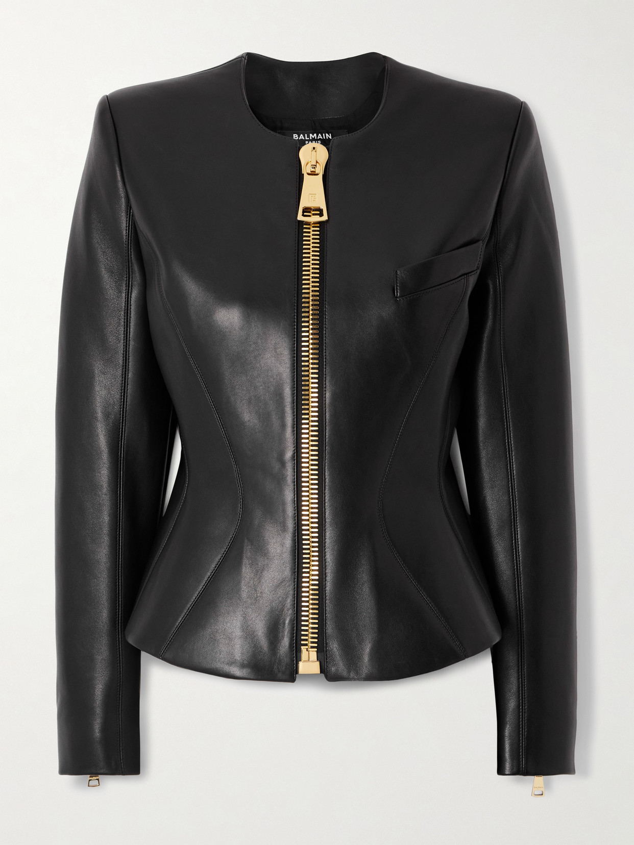 Balmain Leather Jacket In Black