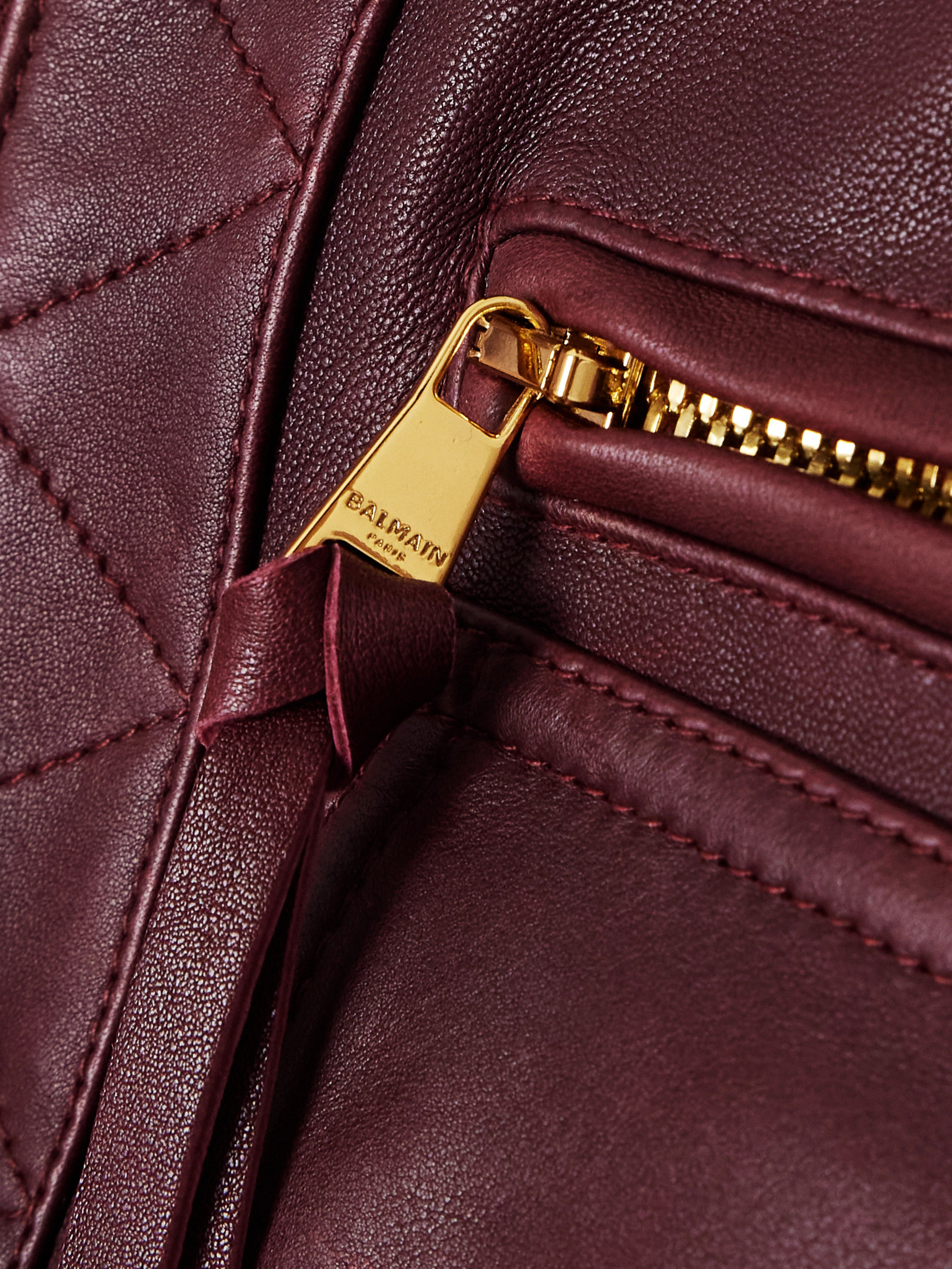 Balmain Belted leather bomber jacket thumbnail