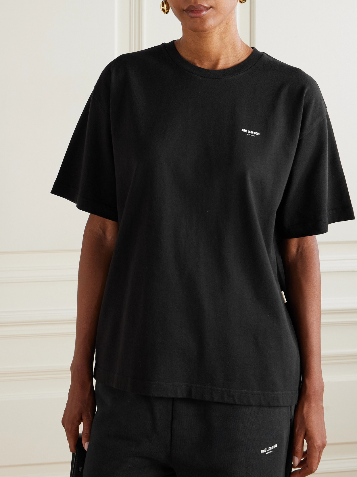 Aimé Leon Dore Printed Cotton-jersey T-shirt In Black