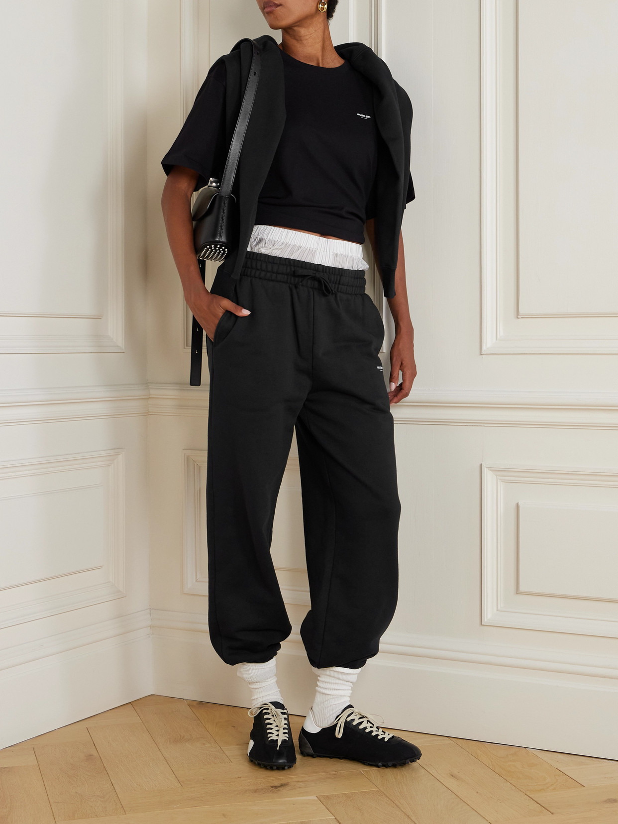 Aimé Leon Dore Cotton-jersey Track Pants In Black