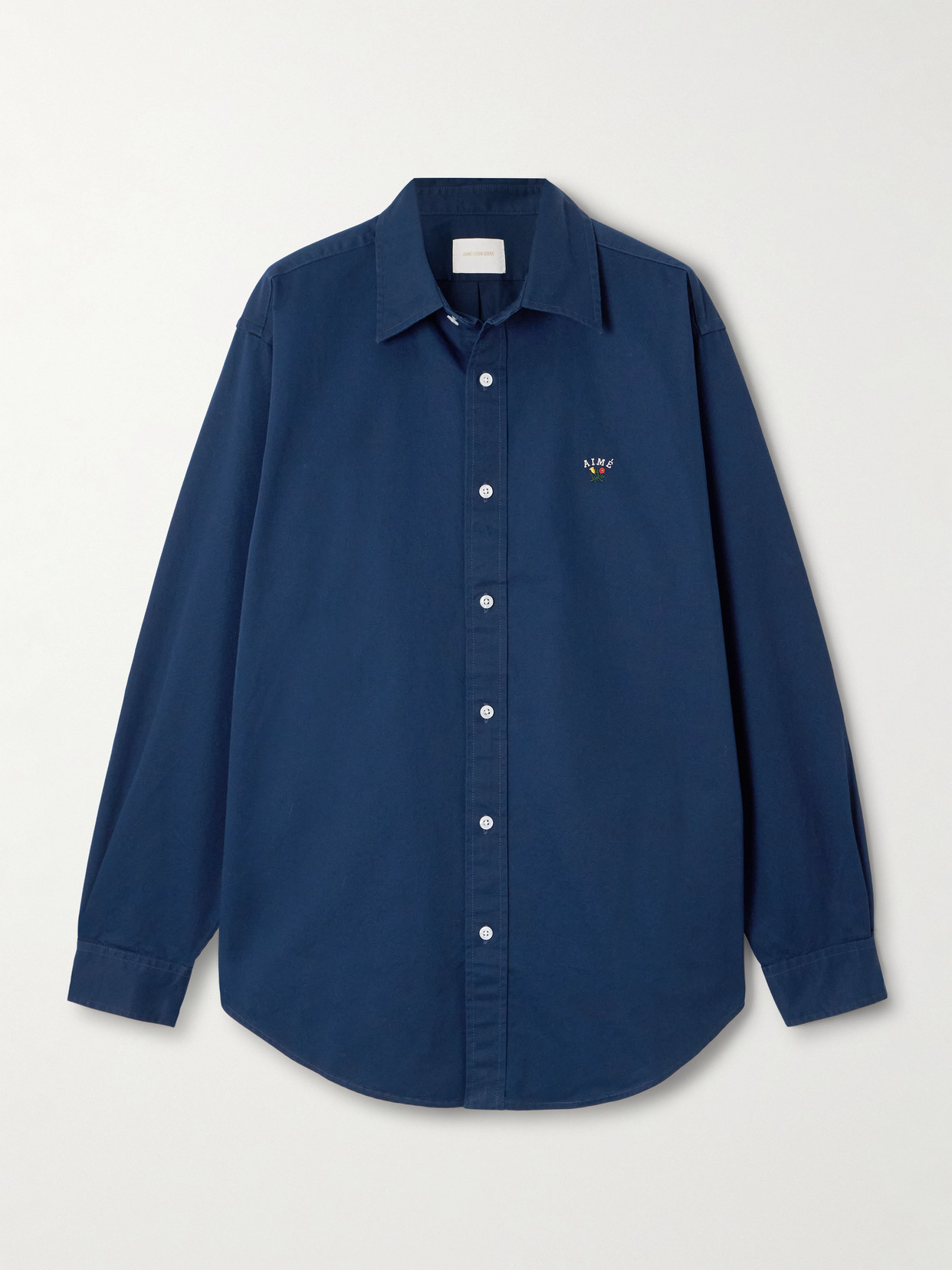 Aimé Leon Dore Embroidered Cotton-twill Shirt In Blue