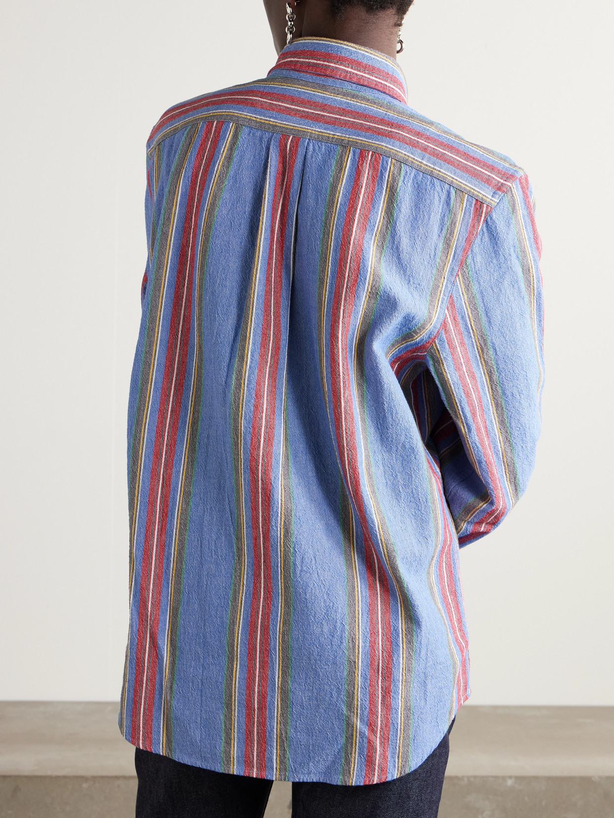 Aimé Leon Dore Striped Cotton Oxford Shirt In Blue