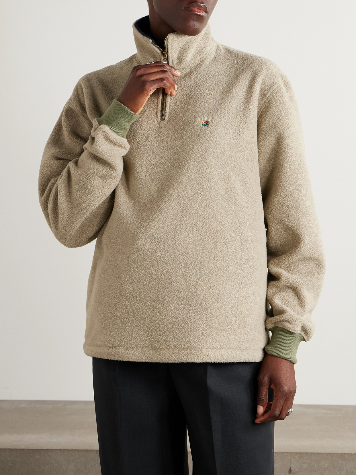 Aimé Leon Dore Embroidered Fleece Sweatshirt In Neutral