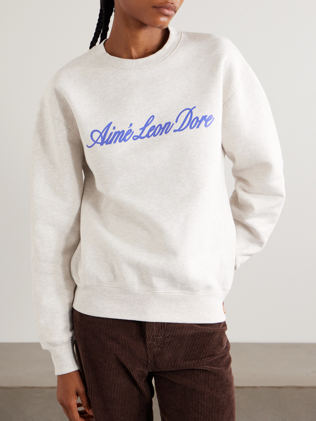 Aimé Leon Dore Logo-print Cotton-jersey Sweatshirt In White