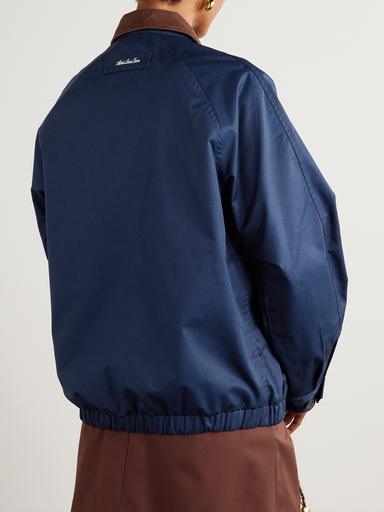 Aimé Leon Dore Embroidered Corduroy-trimmed Cotton-twill Blouson Jacket In Blue