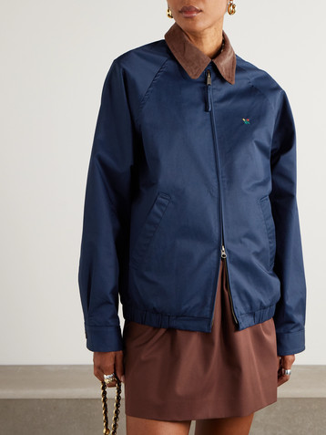 AIMÉ LEON DORE Embroidered corduroy-trimmed cotton-twill blouson jacket