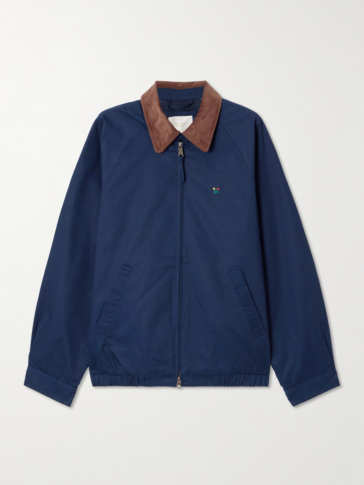 Aimé Leon Dore Embroidered Corduroy-trimmed Cotton-twill Blouson Jacket In Blue