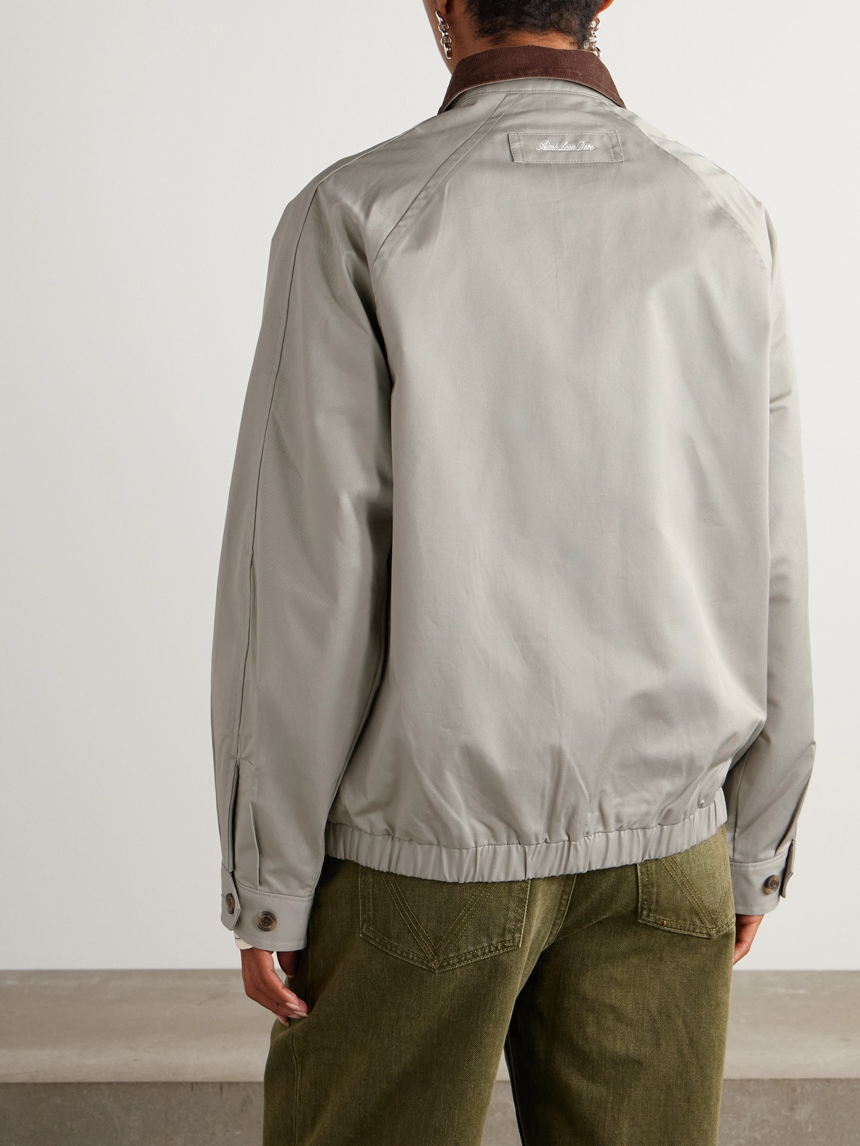 Aimé Leon Dore Corduroy-trimmed Embroidered Cotton-twill Jacket In Gray