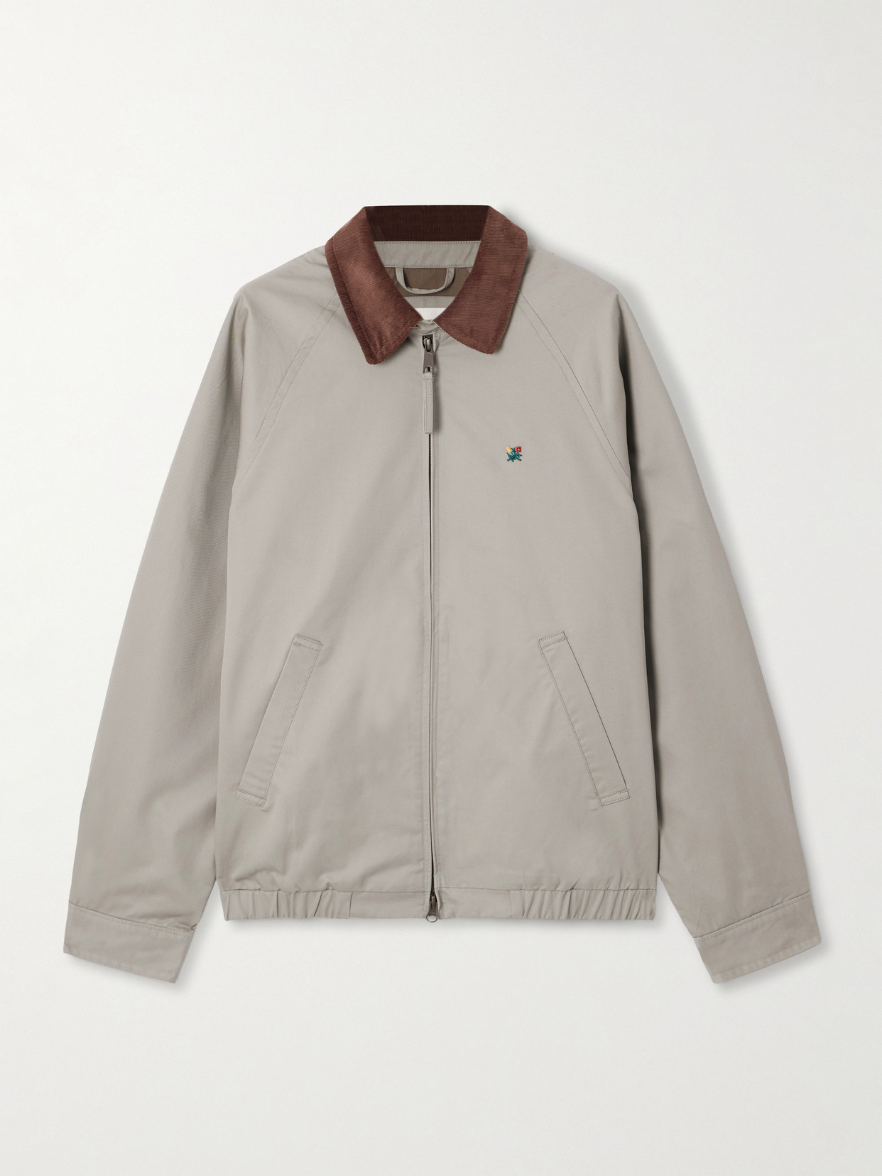 Aimé Leon Dore Corduroy-trimmed Embroidered Cotton-twill Jacket In Gray