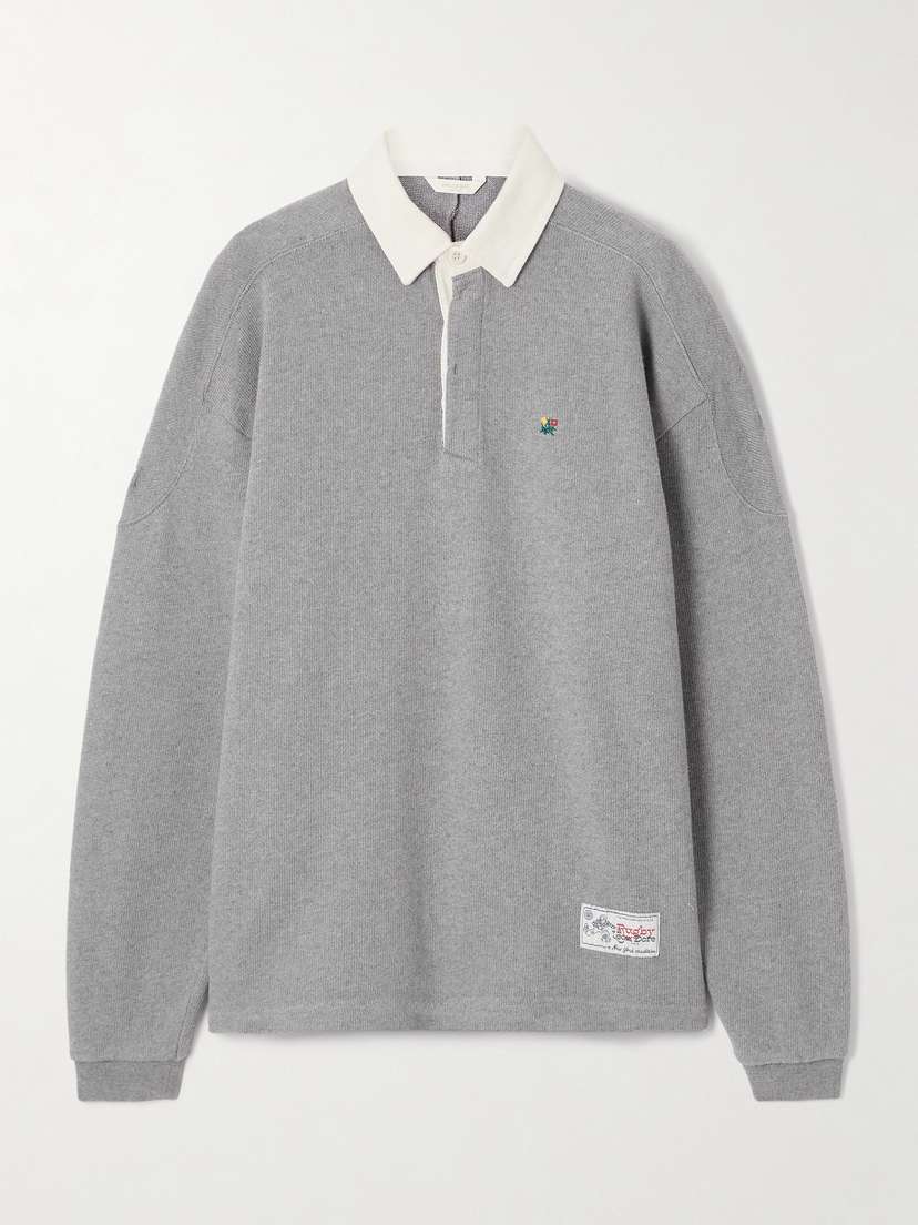 Aimé Leon Dore Crest Embroidered Ribbed Cotton Polo Shirt