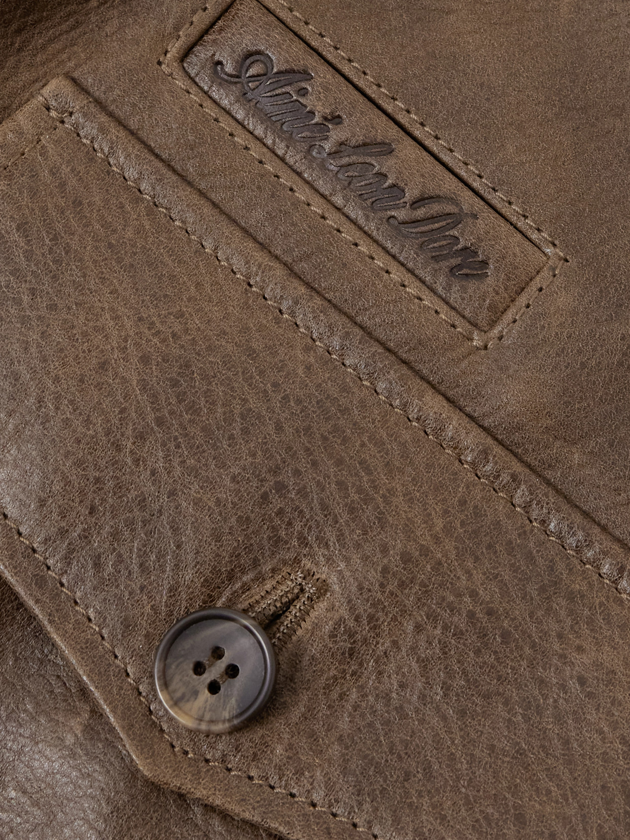 Aimé Leon Dore Long-sleeved Leather Jacket In Brown