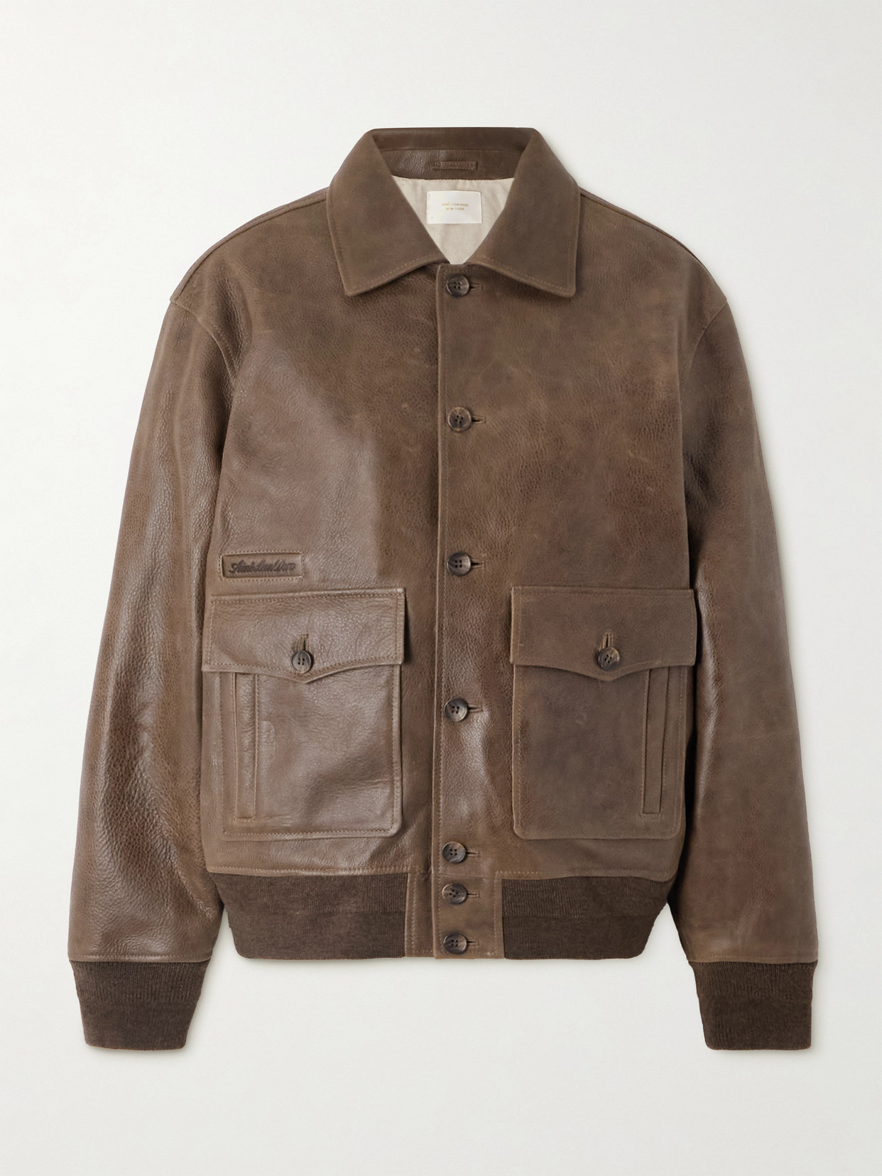 Aimé Leon Dore Leather Jacket In Brown
