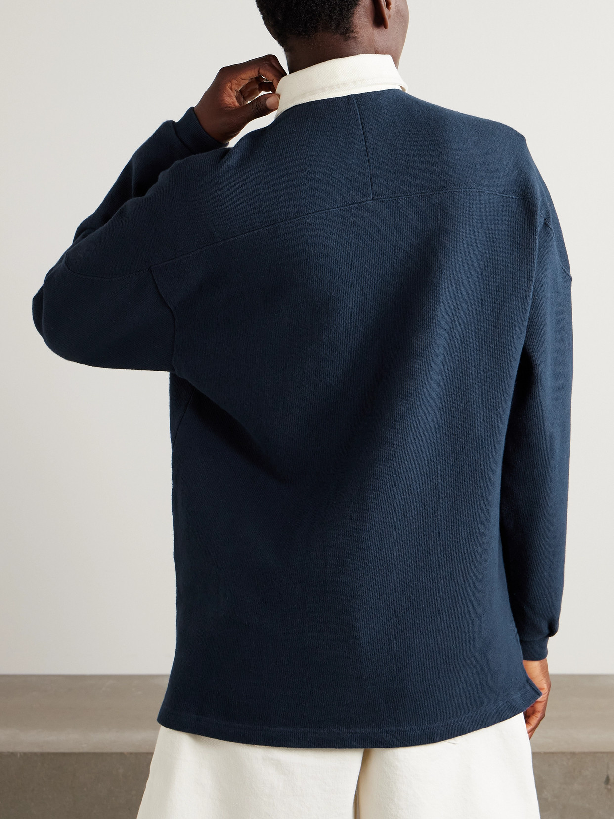 Aimé Leon Dore Crest Embroidered Ribbed Cotton Polo Shirt In Blue