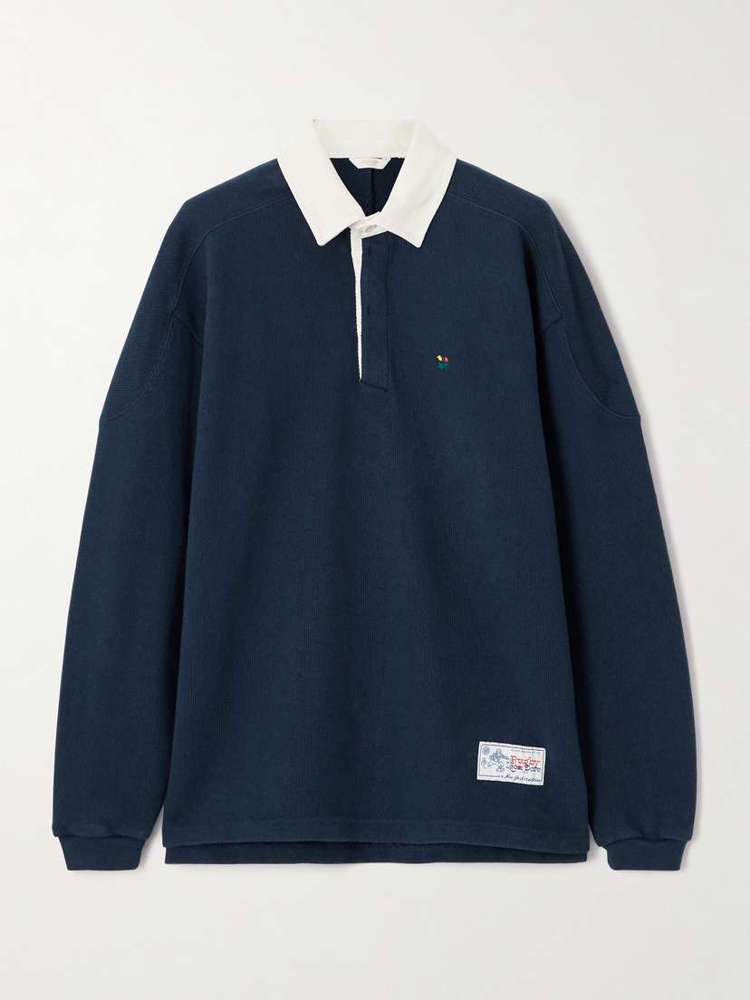 Aimé Leon Dore Crest Embroidered Ribbed Cotton Polo Shirt