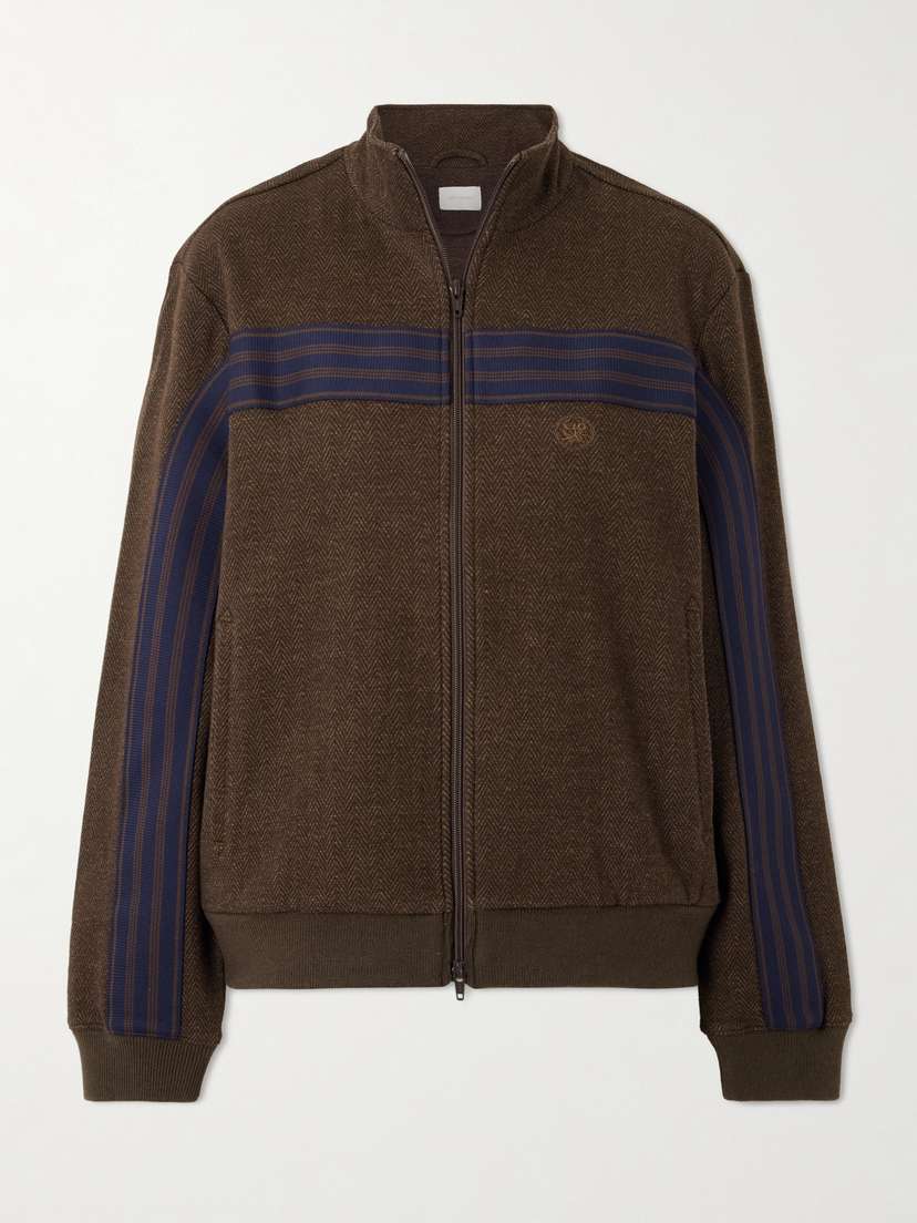Aimé Leon Dore Striped Herringbone Wool And Cotton-blend Track Jacket