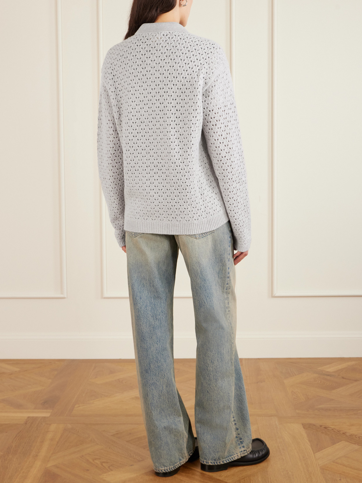 Aimé Leon Dore Open-knit Wool-blend Shirt In Gray