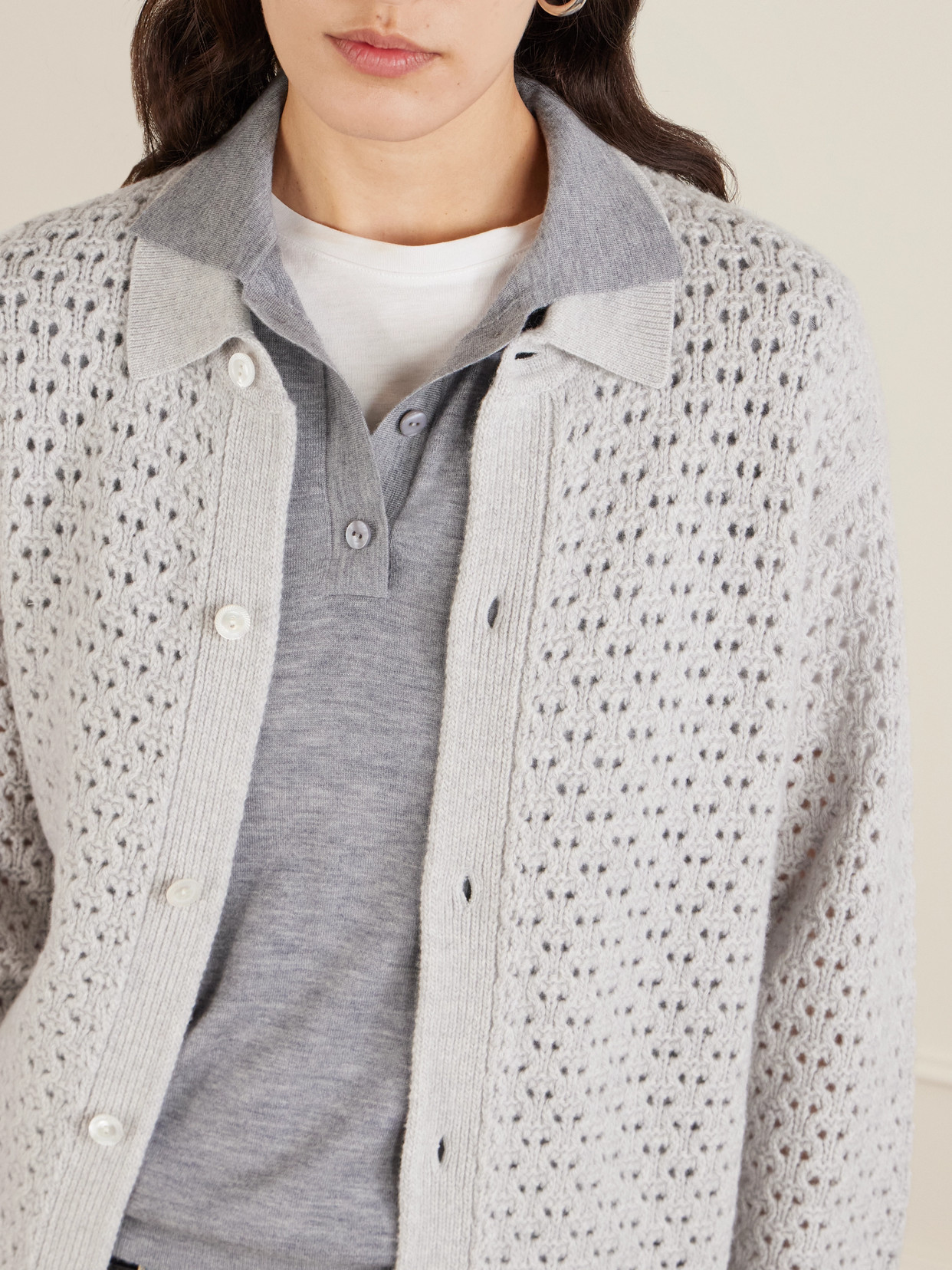 Aimé Leon Dore Open-knit Wool-blend Shirt In Gray