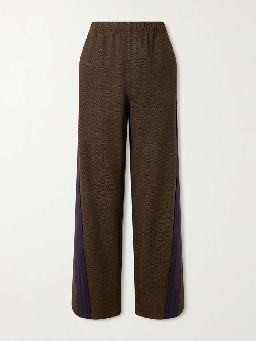 Aimé Leon Dore Striped Herringbone Wool And Cotton-blend Track Pants