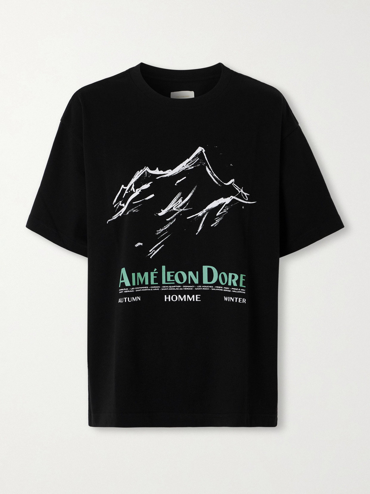 Aimé Leon Dore Summit Printed Cotton-jersey T-shirt In Black