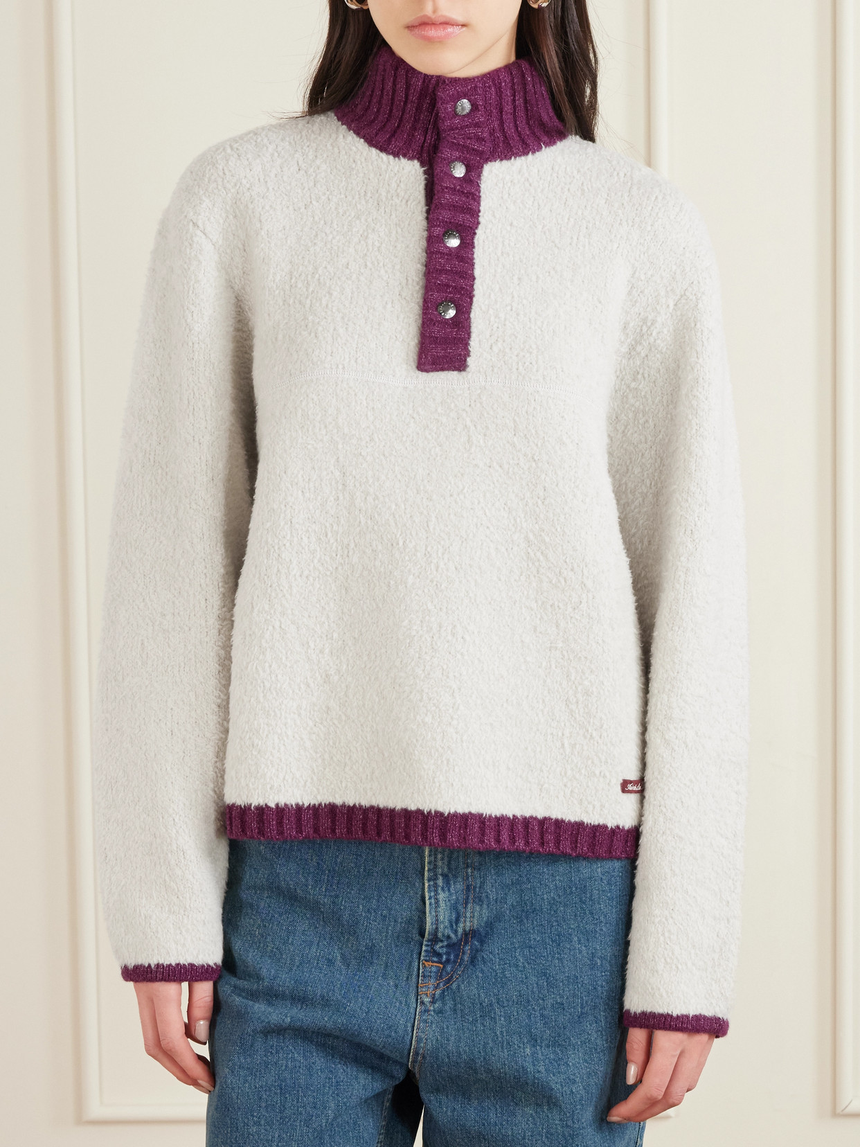 Aimé Leon Dore Chalet Appliquéd Wool-blend Chenille Sweater In White