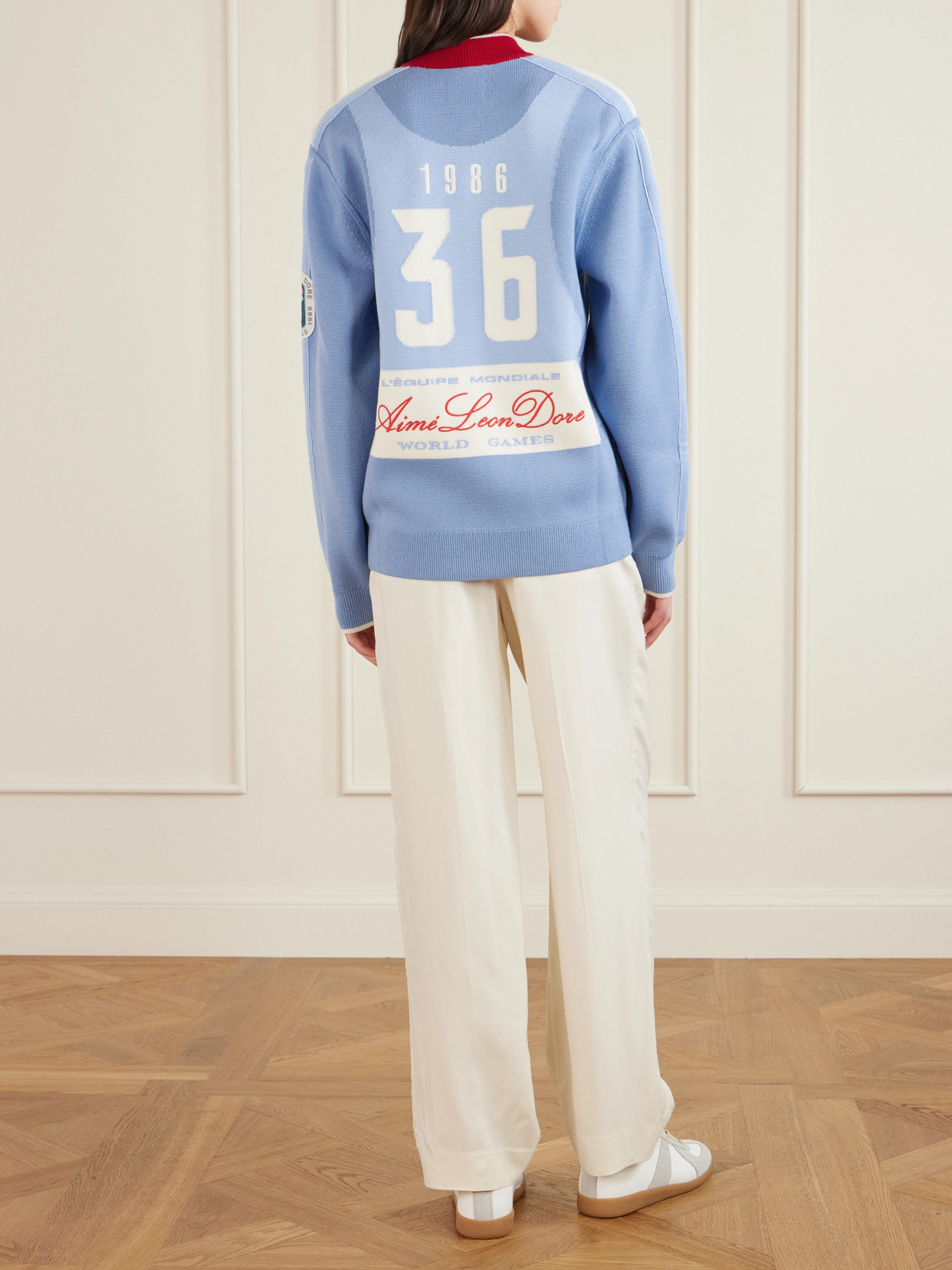 Aimé Leon Dore Jacquard-knit Wool Zip-up Cardigan In Blue