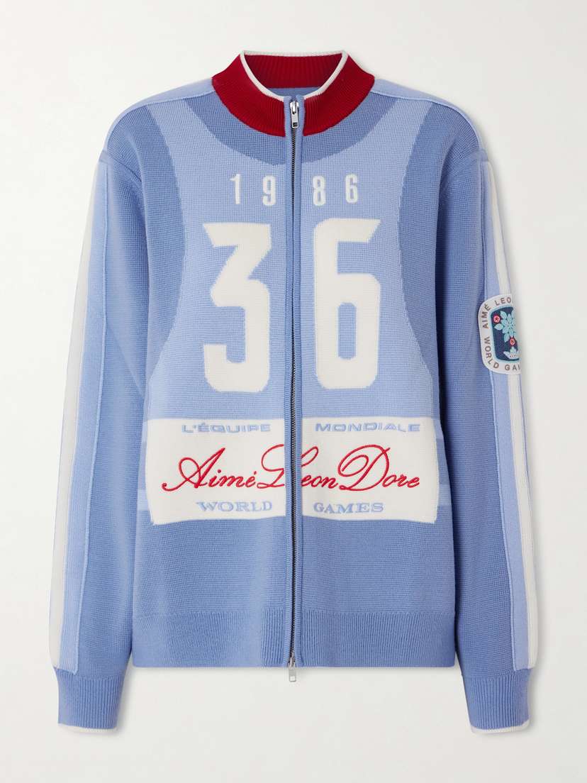 Aimé Leon Dore Jacquard-knit Wool Zip-up Cardigan