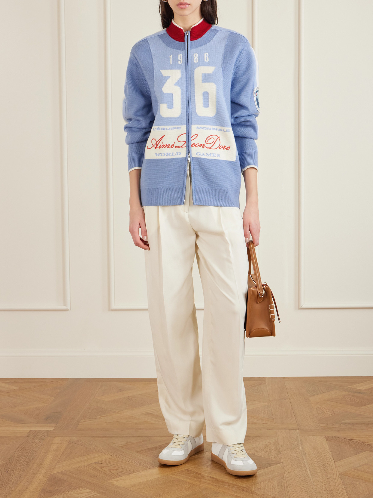 Aimé Leon Dore Jacquard-knit Wool Zip-up Cardigan In Blue