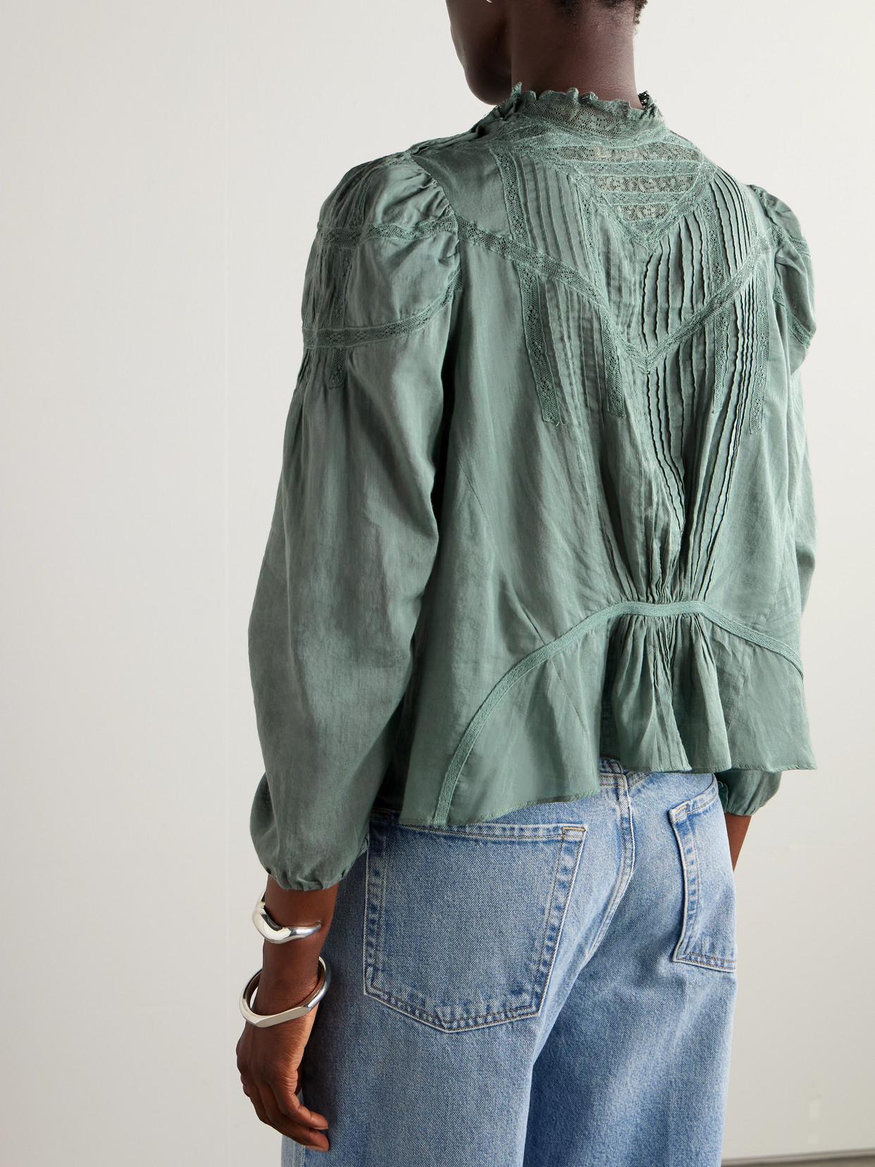 Dôen - Adelphine Crochet-Trimmed Pintucked Organic Cotton-Voile Blouse