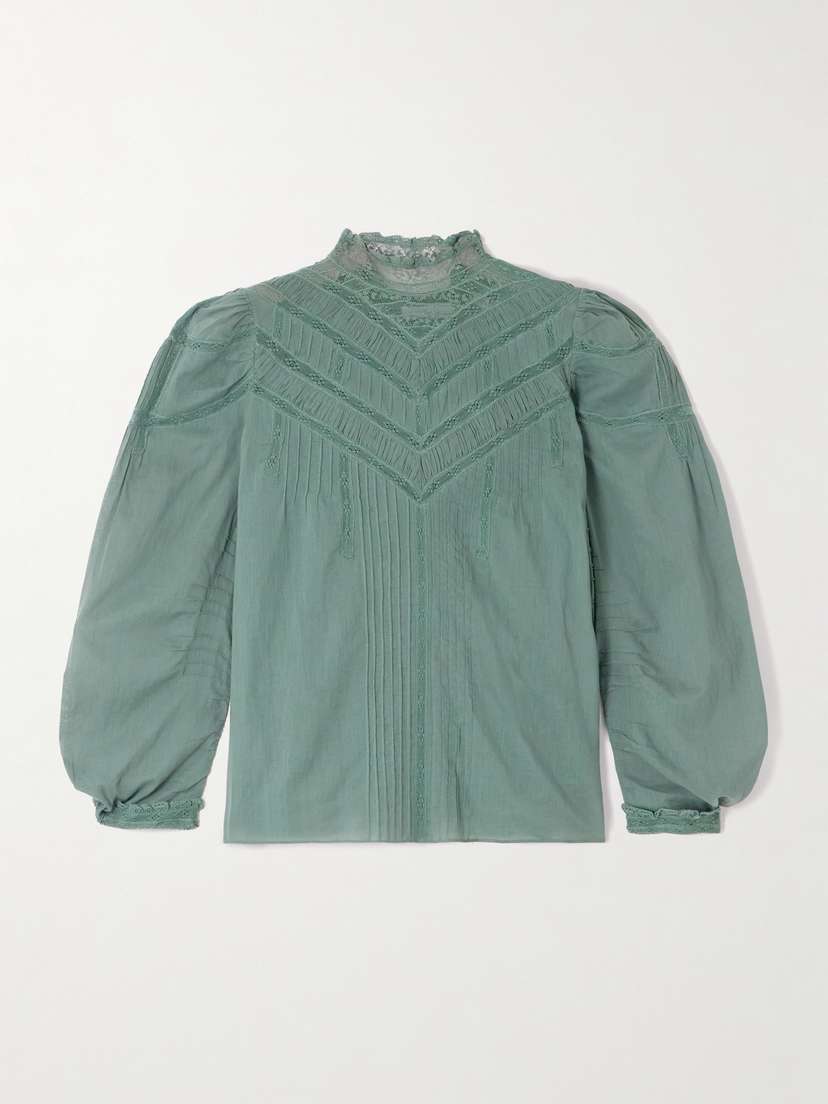 DÔEN Adelphine Crochet-trimmed Pintucked Organic Cotton-voile Blouse