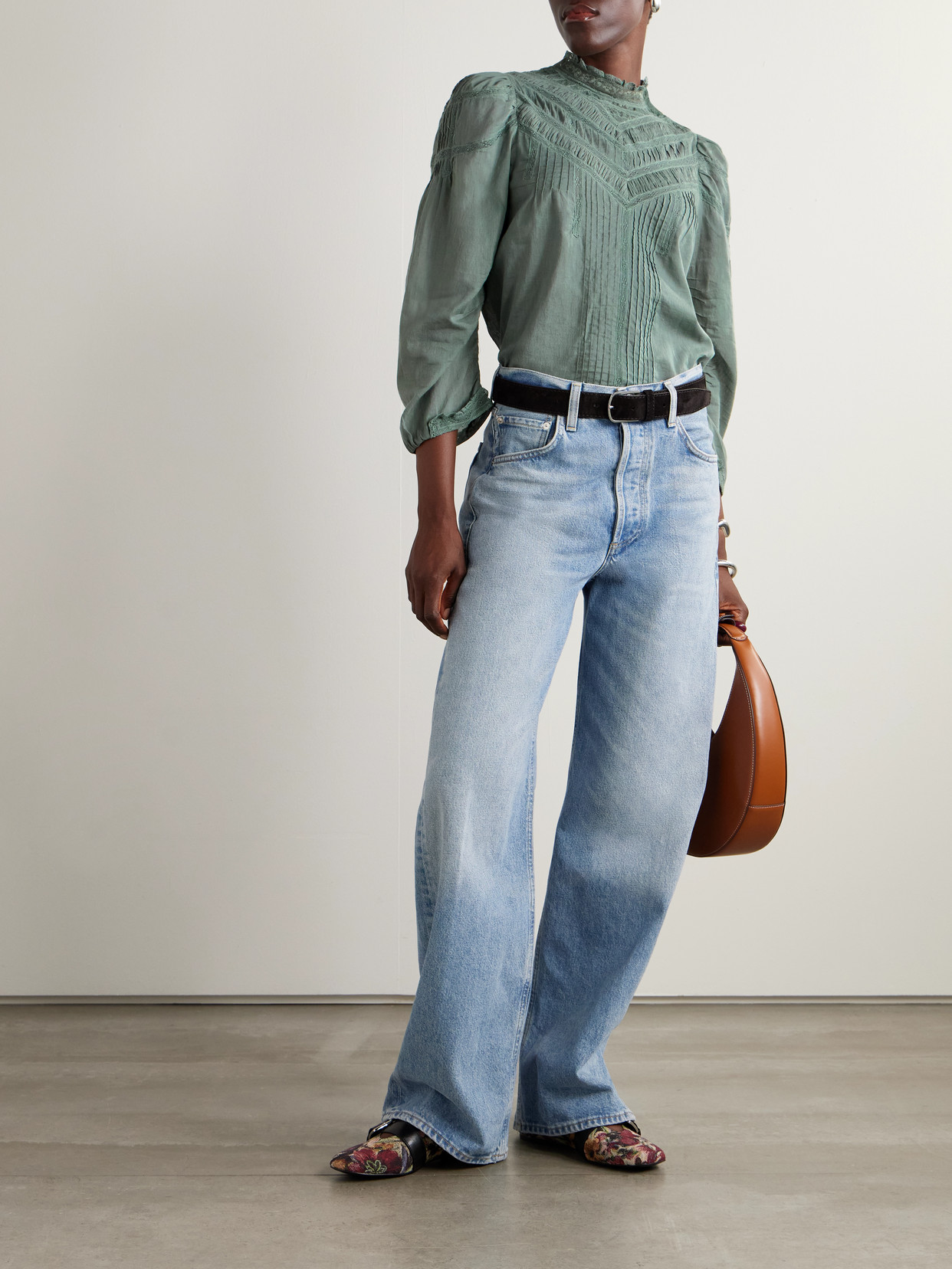 Dôen - Adelphine Crochet-Trimmed Pintucked Organic Cotton-Voile Blouse