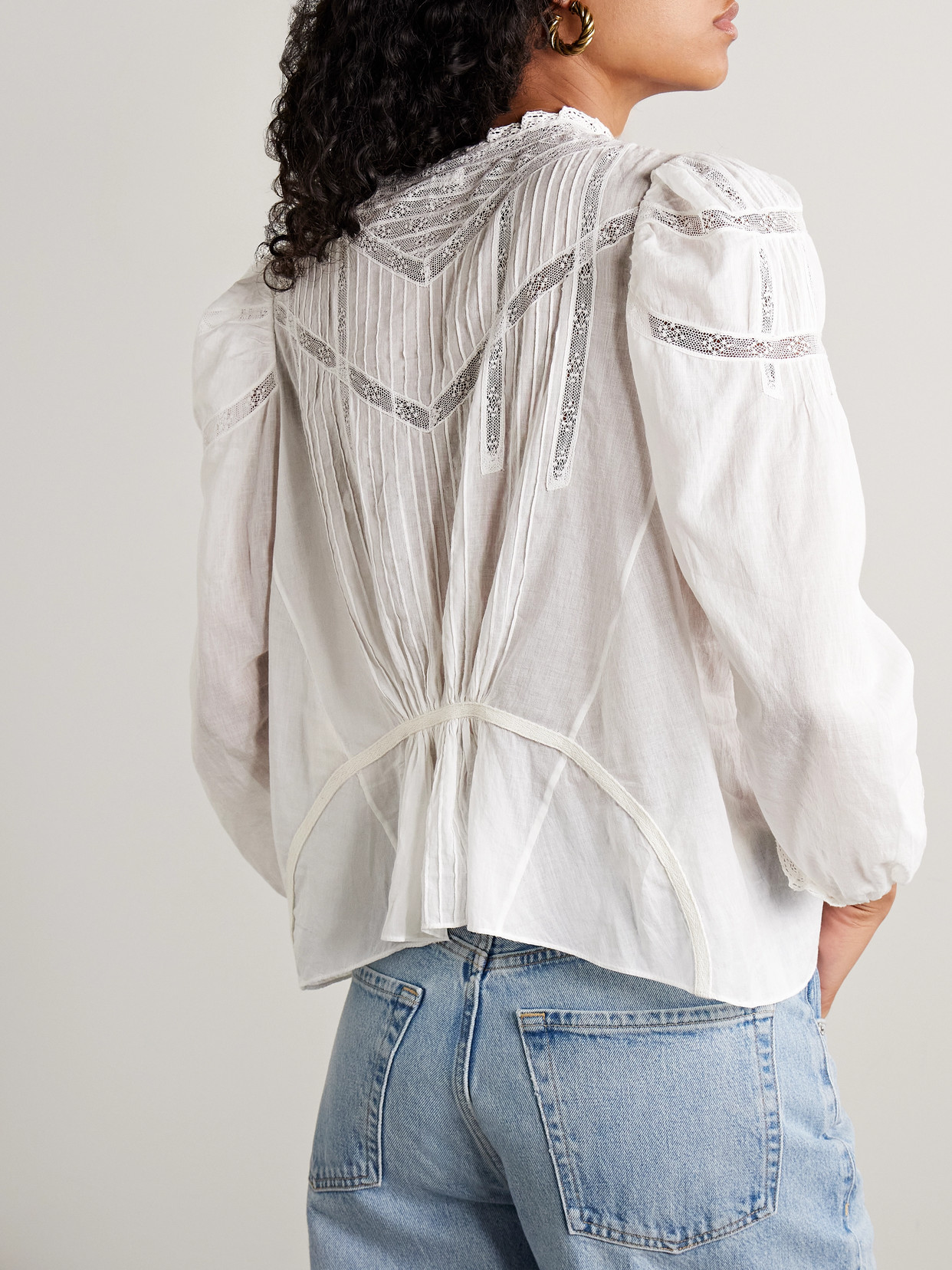 Dôen - Adelphine Crochet-Trimmed Pintucked Organic Cotton-Voile Blouse