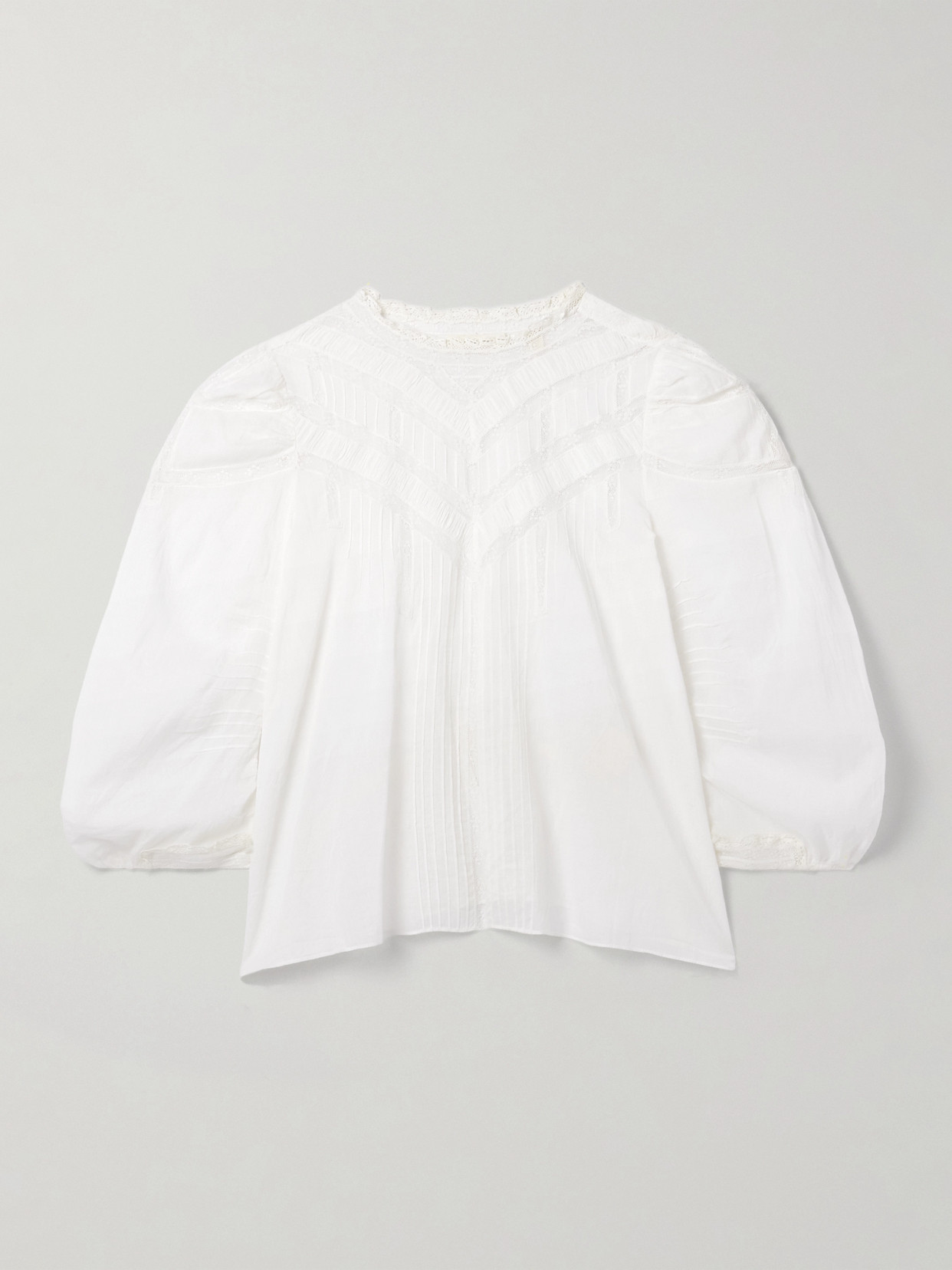 Doen Adelphine Crochet-trimmed Pintucked Organic Cotton-voile Blouse In White